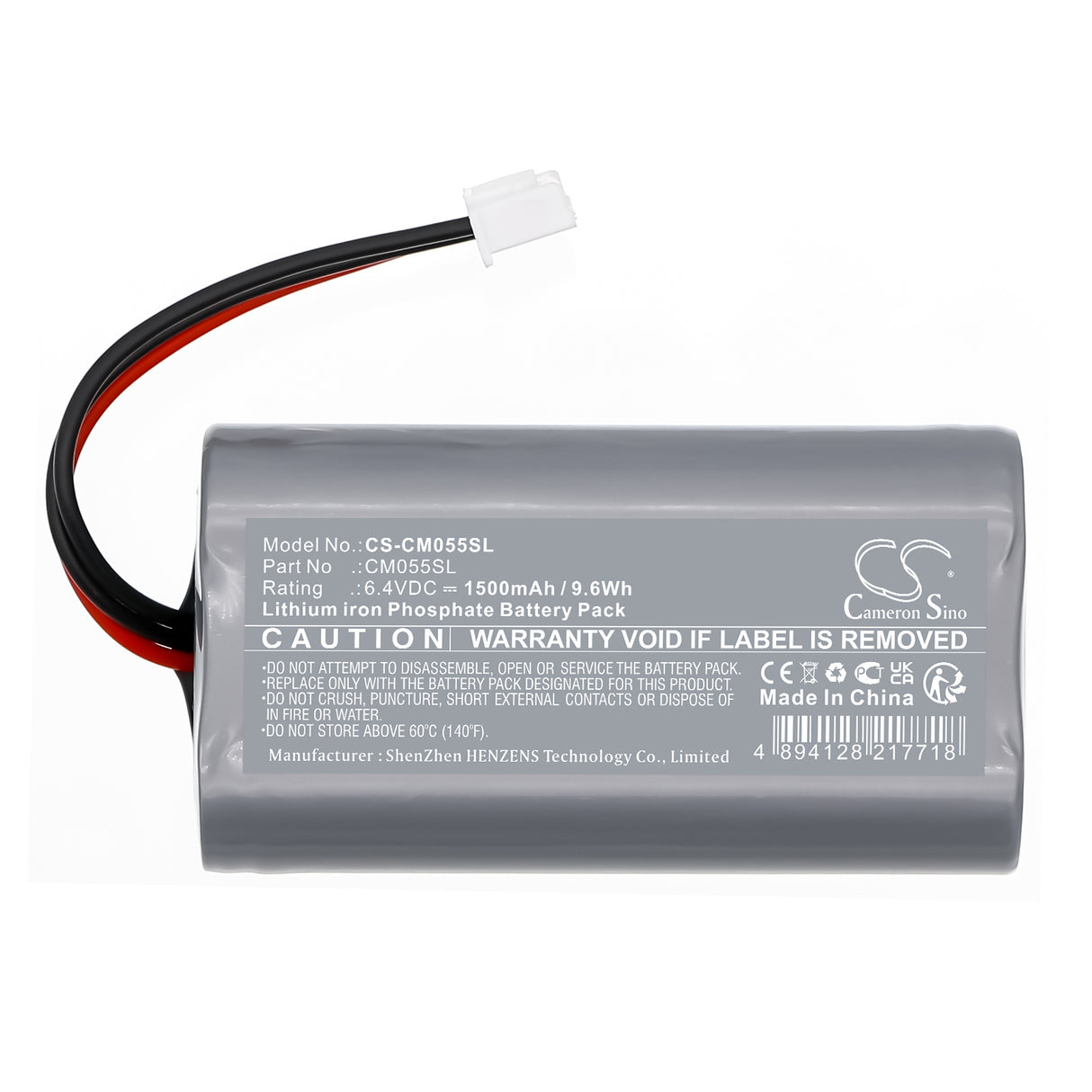 6.4V, LiFePO4, 1500mAh, Battery Pack, 9.6Wh Battery Pack Cameron Sino Technology Limited