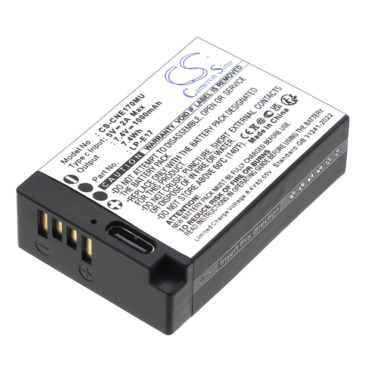 7.4V, Li-ion, 1000mAh, Camera battery fits Canon, LP-E17, 7.4Wh Camera Cameron Sino Technology Limited (Camera)