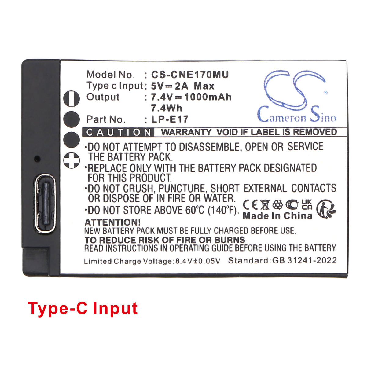 7.4V, Li-ion, 1000mAh, Camera battery fits Canon, LP-E17, 7.4Wh Camera Cameron Sino Technology Limited (Camera)