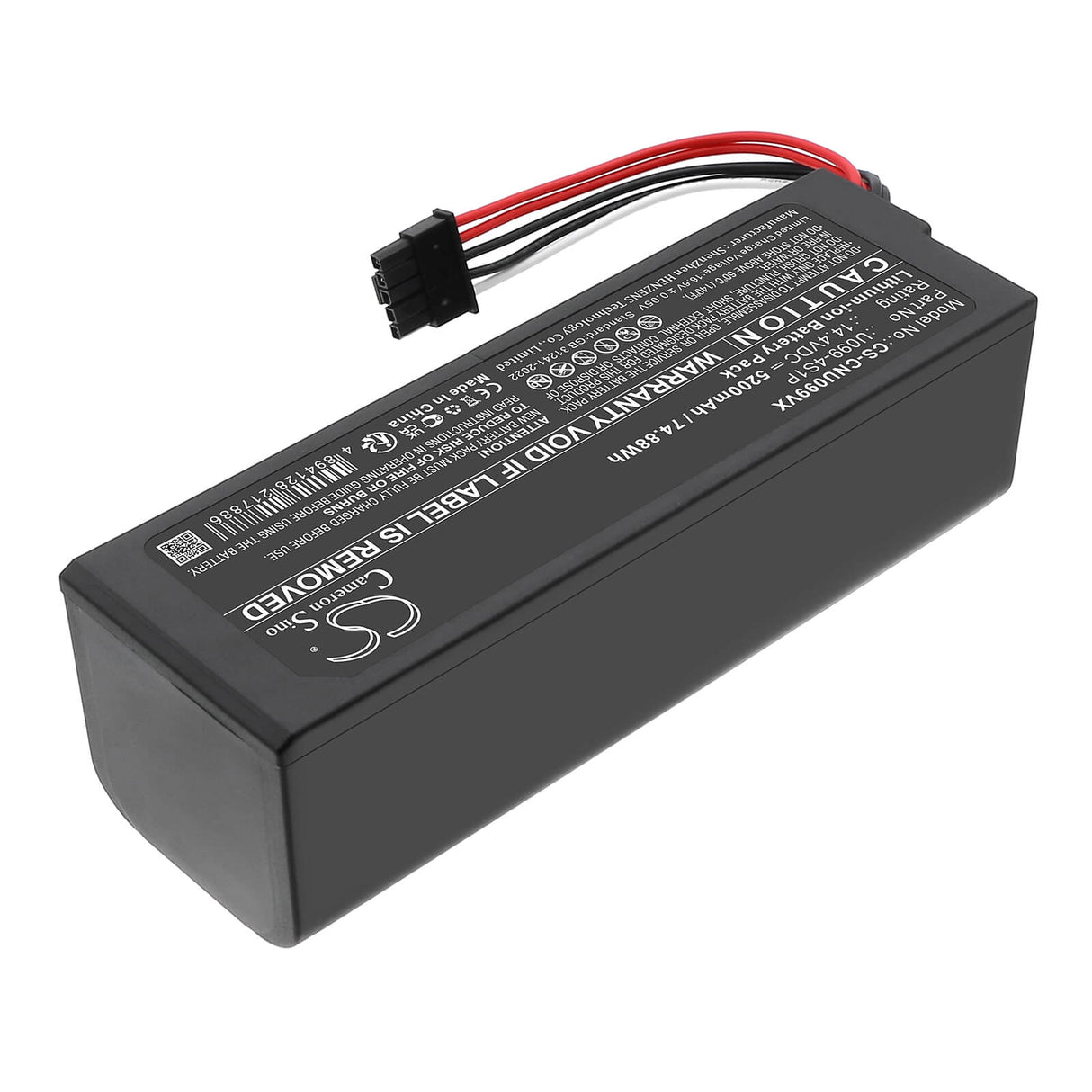 14.4V, Li-ion, 5200mAh, Vacuum battery fits Cecotec, U099-4s1p, Conga 8090, Conga 8090 Ultra, 74.88Wh Vacuum Cameron Sino Technology Limited