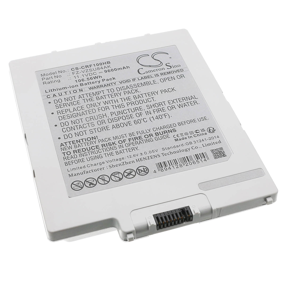11.1V, Li-ion, 9600mAh Notebook, Laptop Battery fits Panasonic & Leica FZ-VZSU84AK, Cs35 Controller, 106.56Wh Notebook, Laptop Cameron Sino Technology Limited (Dangerous Goods)