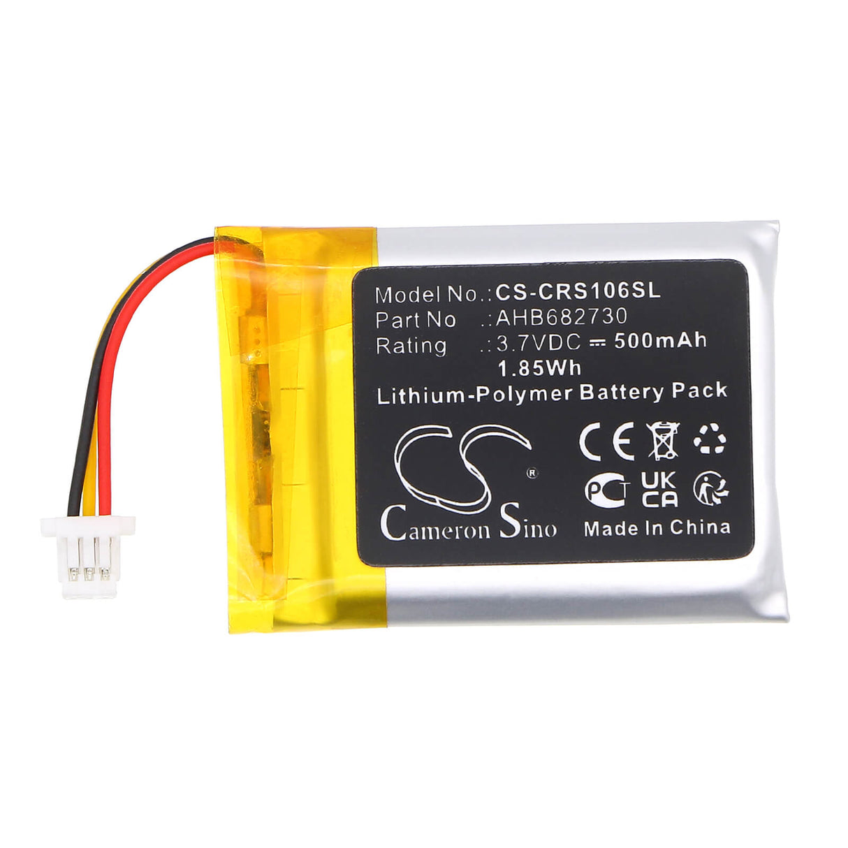 3.7V, Li-Polymer, 500mAh, Keyboard,Mouse battery fits Corsair, AHB682730, RGP0106, Sabre Wireless Gaming Mouse, 1.85Wh Keyboard,Mouse Cameron Sino Technology Limited