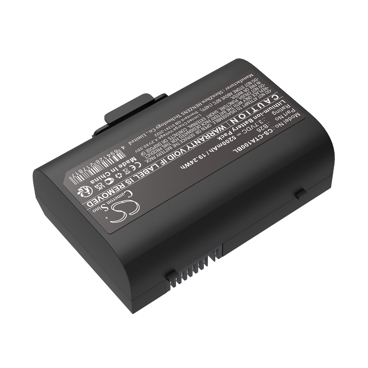 3,7V, Li-ion, 5200mAh, Batterie de terminal de paiement compatible avec Castles, B26, Saturn 1000 S1f2, Saturn 1000f, 19,24Wh Terminal de paiement Cameron Sino Technology Limited