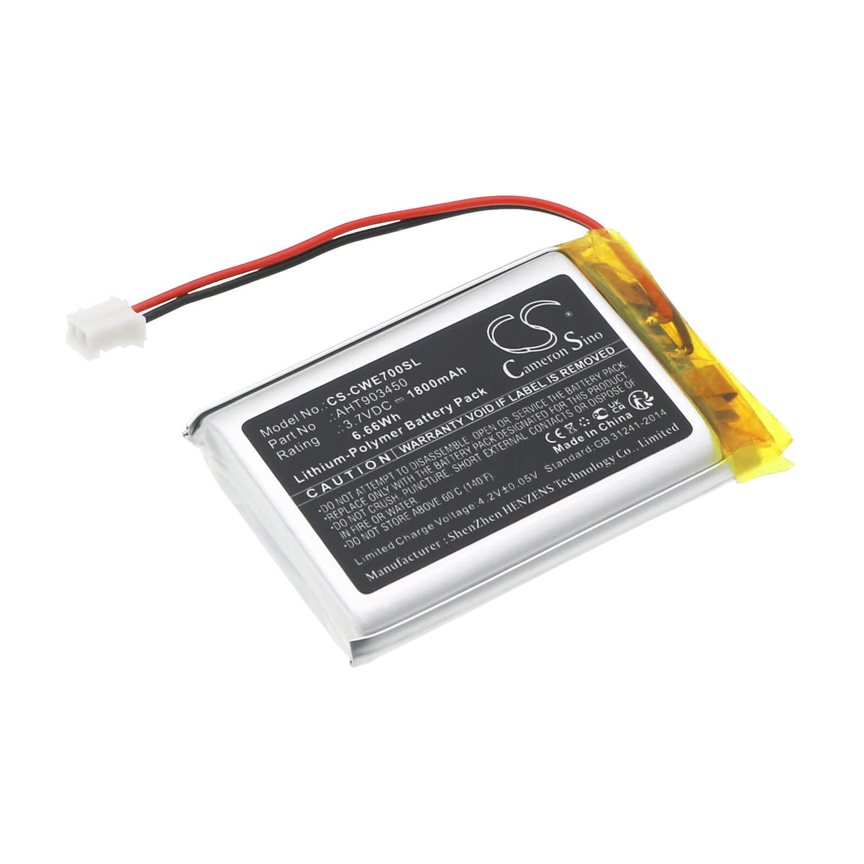 3.7V, Li-Polymer, 1800mAh Headset Battery Fits Cowan & Coinsound, E7, E7 Pro, 6.66Wh Wireless Headset Cameron Sino Technology Limited