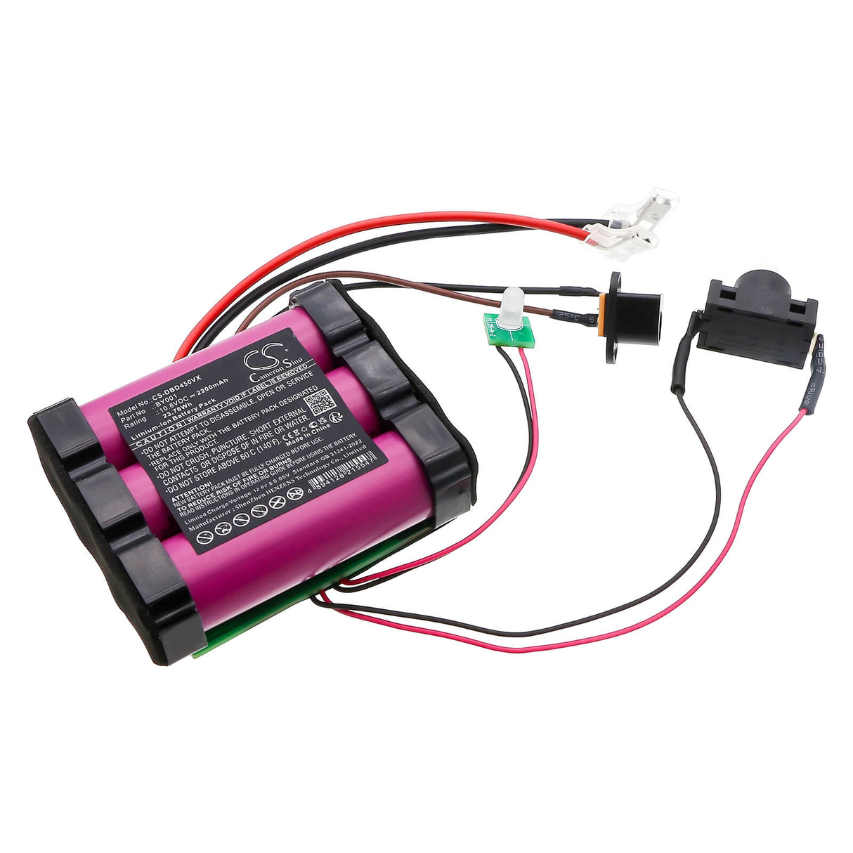 10.8V, Li-ion, 2200mAh, Vacuum battery fits Dirt Devil, By001, Bd45000, Black Lightweight Cordless Har, 23.76Wh Vacuum Cameron Sino Technology Limited