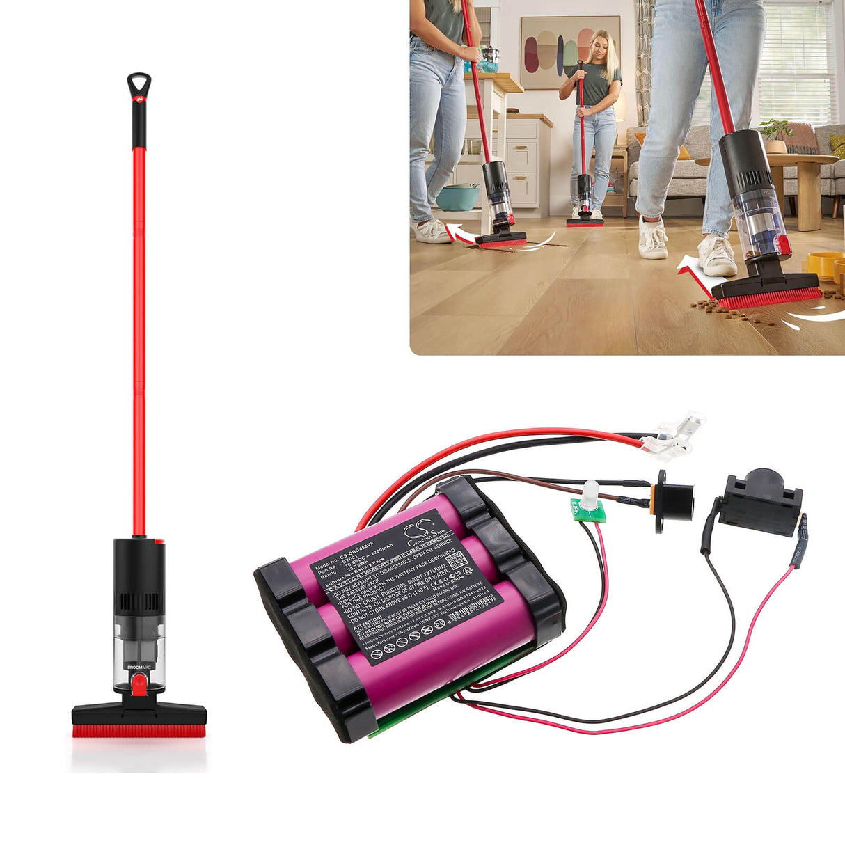 10.8V, Li-ion, 2200mAh, Vacuum battery fits Dirt Devil, By001, Bd45000, Black Lightweight Cordless Har, 23.76Wh Vacuum Cameron Sino Technology Limited