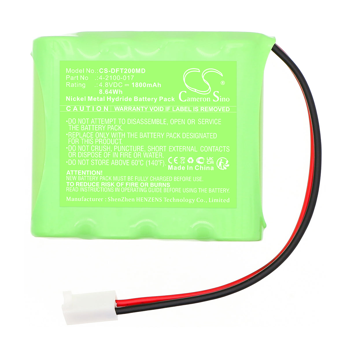 4.8V, Ni-MH, 1800mAh, Batterie médicale adaptée à Delfi, 110605, Garrot portable, Système PTS 2000, 8.64Wh Médical Cameron Sino Technology Limited (Médical)