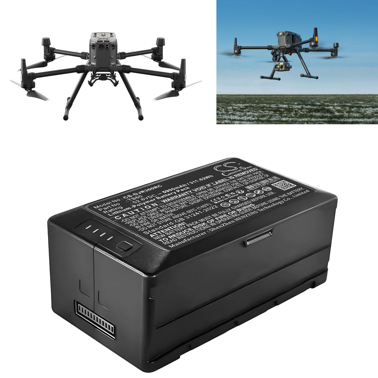 52.8V, Li-Polymer, 5900mAh, Drones battery fits Dji, Cp.en.00000262.01, Matrice 300, Matrice 300 Rtk, 311.52Wh Drones Cameron Sino Technology Limited