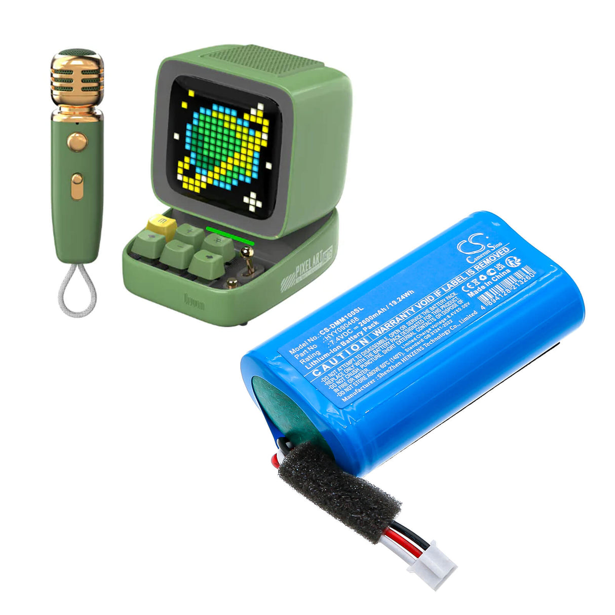 7.4V, Li-ion, 2600mAh, Batterie de haut-parleur compatible avec Divoom, Ditoomic, 19.24Wh Haut-parleur Cameron Sino Technology Limited
