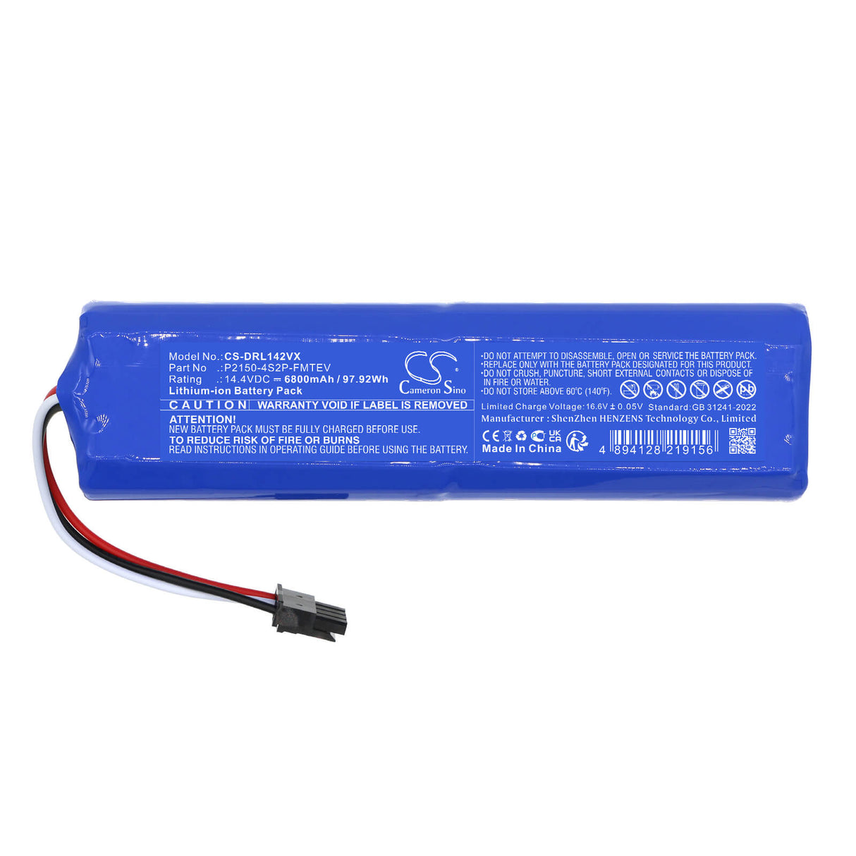 14.4V, Li-ion, 6800mAh, Vacuum battery fits Dreame, P2150-4S2P-FMTEV, Mova S10 Plus, RLS42SD, 97.92Wh Vacuum Cameron Sino Technology Limited