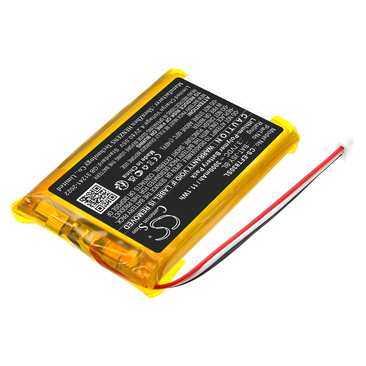 3,7V, Li-Polymer, 3000mAh, batterie BabyPhone compatible avec Eufy, BAT-JSY-BL, SpaceView Baby Monitor E110, T8300-M, 11,1Wh BabyPhone Cameron Sino Technology Limited