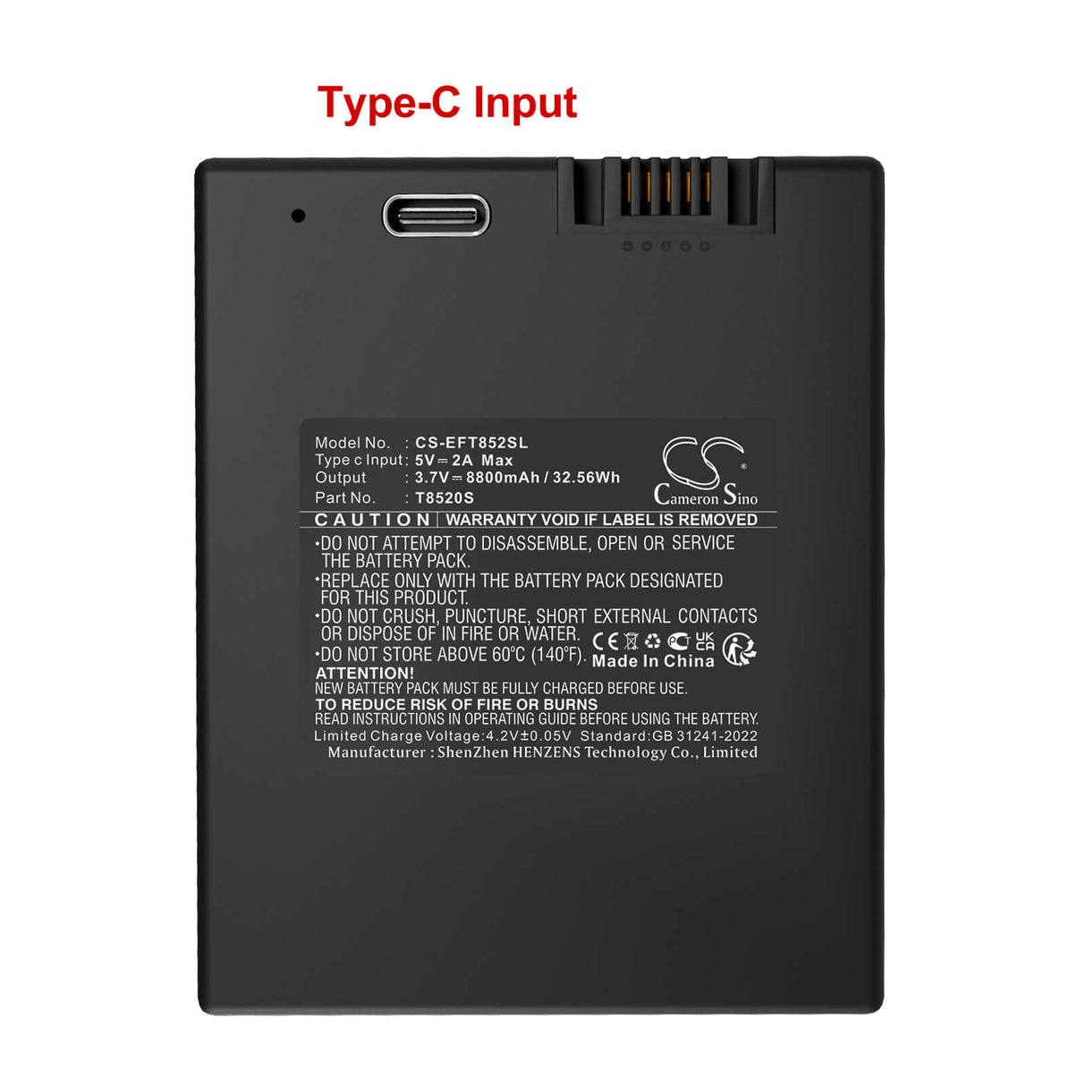 3.7V, Li-ion, 10500mAh, batterie de caméra de sécurité domestique compatible avec Eufy, T8520s, E330, Eufycam 3, 38.85Wh Caméra de sécurité domestique Cameron Sino Technology Limited
