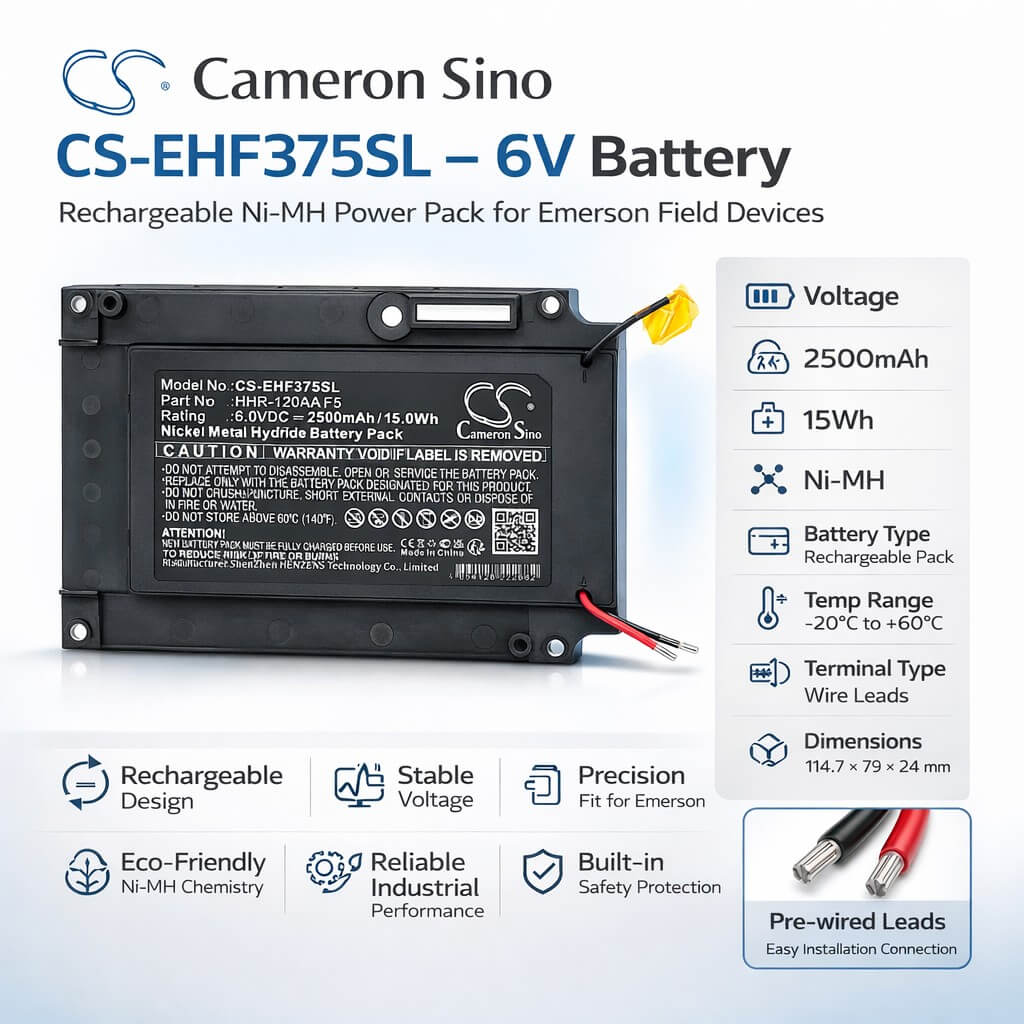 6V, Ni-MH, 2500mAh, Equipment, Survey, Test battery fits Emerson, HHR-120AA F5, Hart Fieldbus 375 Handheld , 15Wh Equipment, Survey, Test Cameron Sino Technology Limited
