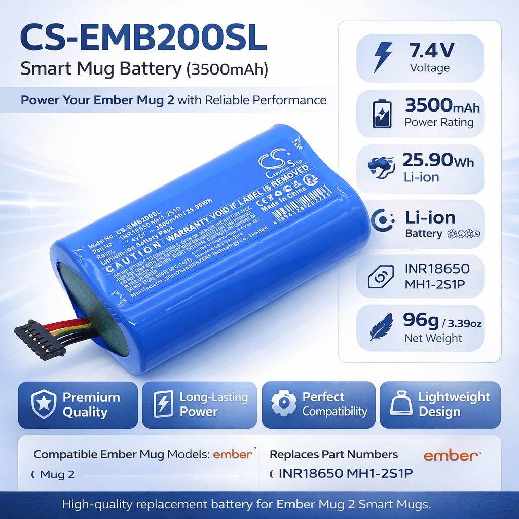 7.4v, Li-ion, 3500mah, Smart mug battery Fits Ember Mug 2, 25.90wh Smart Mugs Cameron Sino Technology Limited