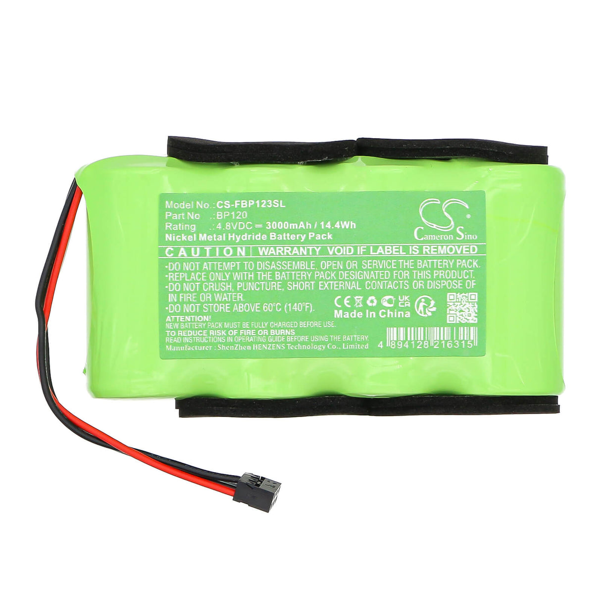 4,8 V, Ni-MH, 3000 mAh, Équipement, Enquête, Batterie de test compatible avec Fluke, Bp120, Scopemeter 120 (micrologiciel 2.01, 14.4Wh Équipement, Enquête, Test Cameron Sino Technology Limited