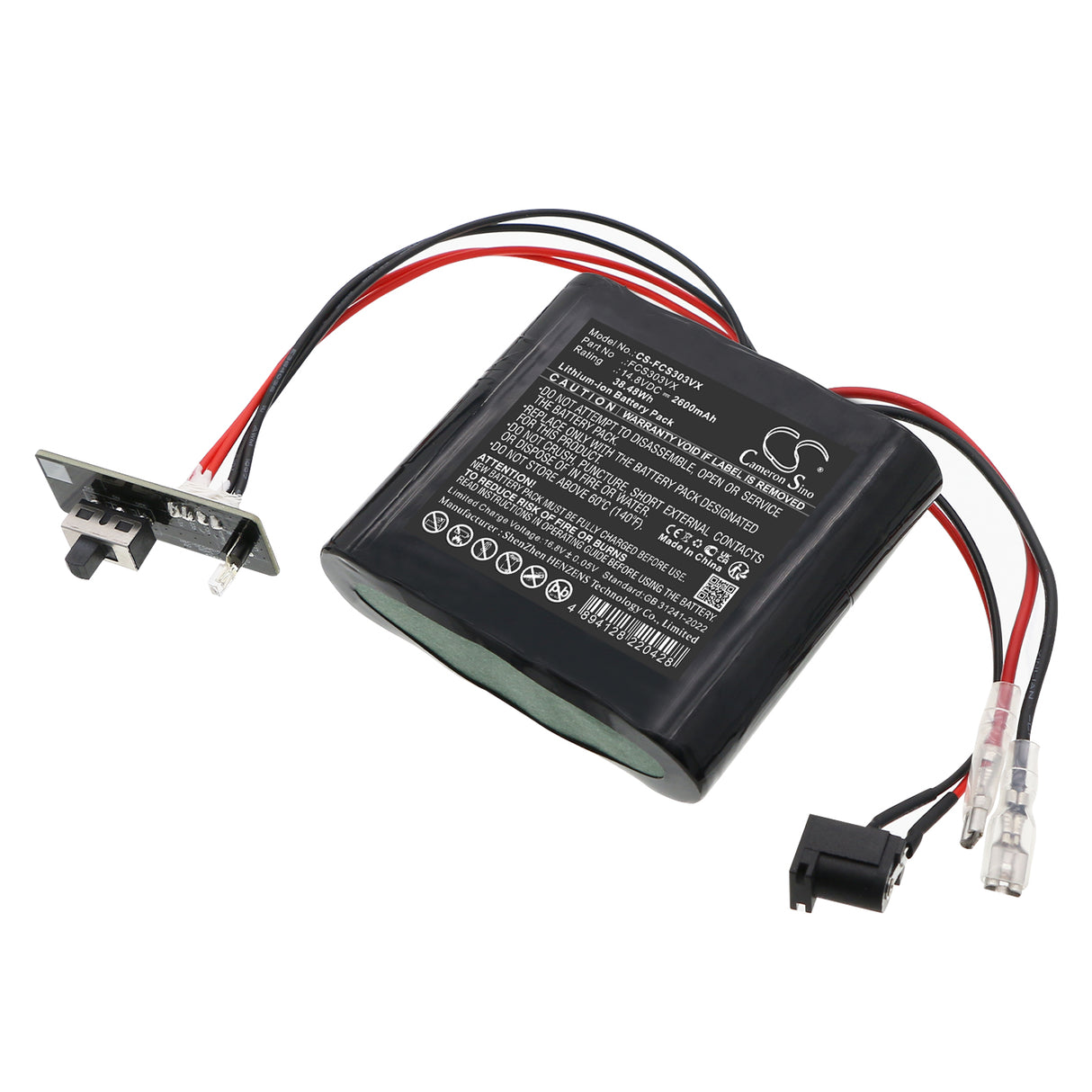 14.8V, Li-ion, 2600mAh, Vacuum battery fits ProfiCare, EV-678-S148-22, PC-AKS3034, 38.48Wh Vacuum Cameron Sino Technology Limited
