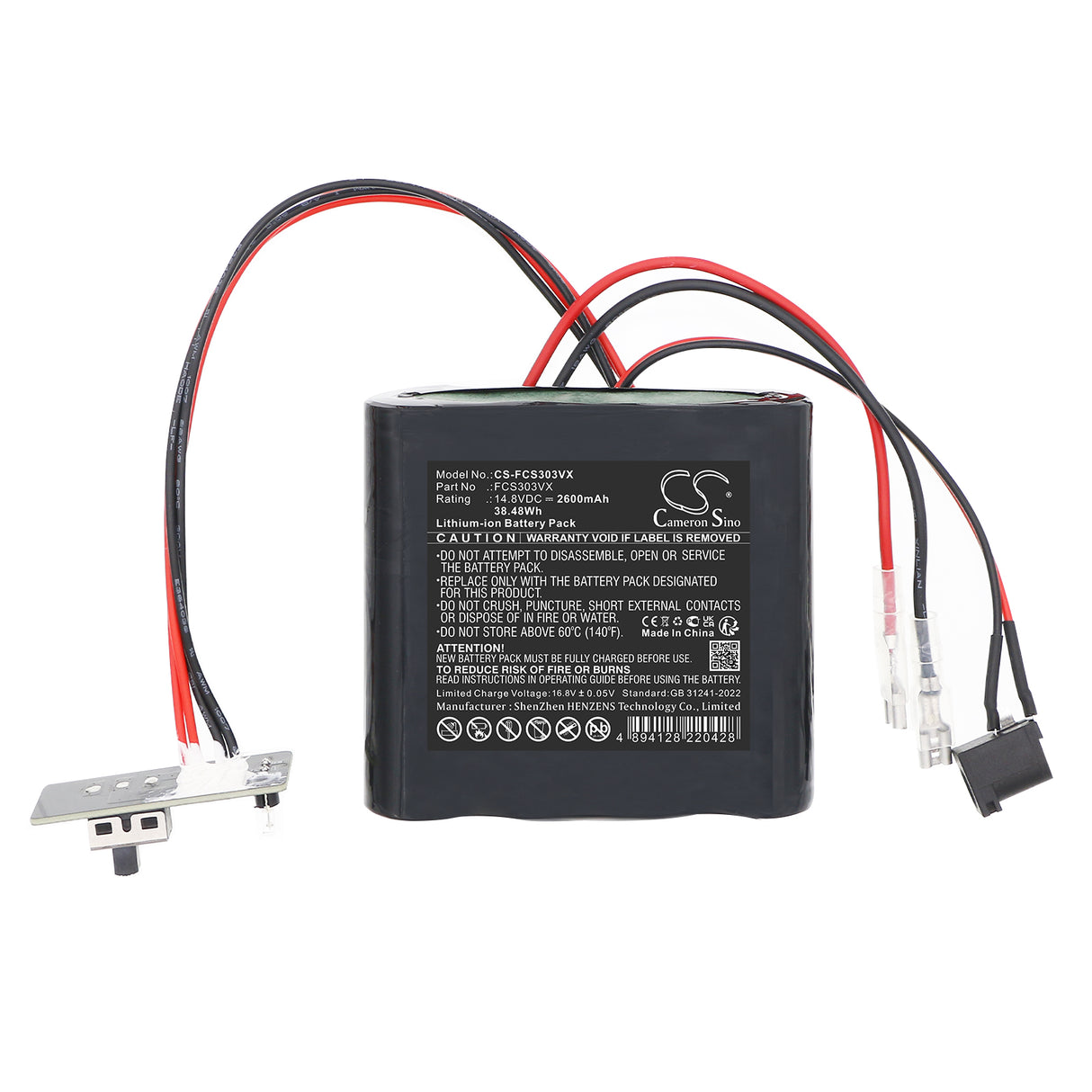14.8V, Li-ion, 2600mAh, Vacuum battery fits ProfiCare, EV-678-S148-22, PC-AKS3034, 38.48Wh Vacuum Cameron Sino Technology Limited