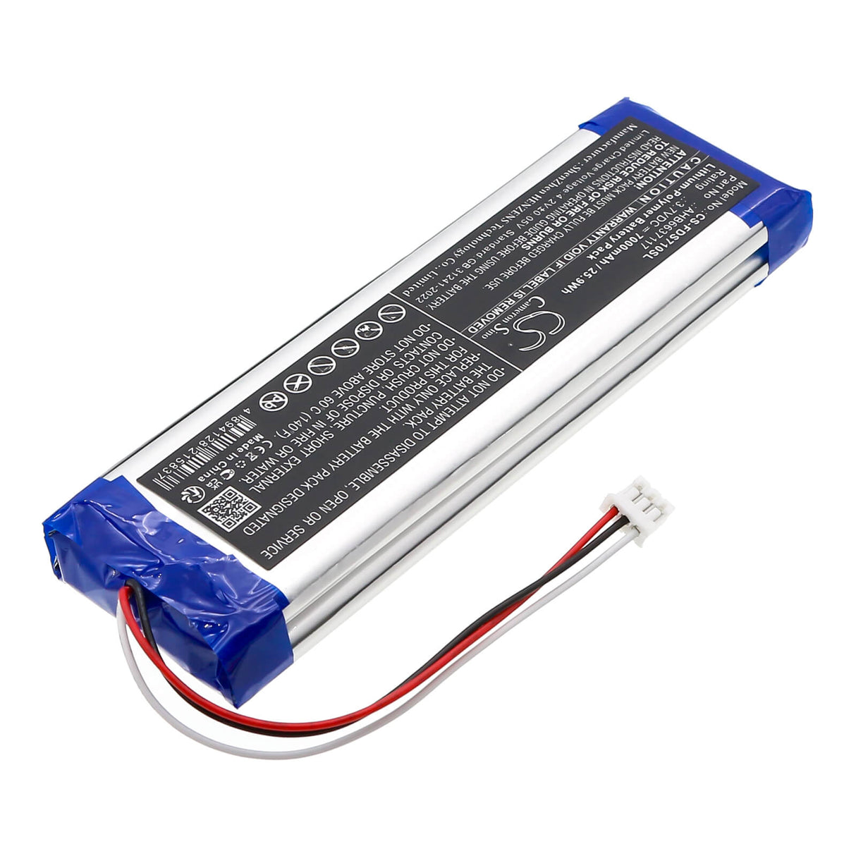 3,7V, Li-Polymère, 7000mAh, Équipement, Enquête, Batterie de test compatible avec Fluke, Ahb6637117, Vidéoscope de diagnostic Ds701, Vidéoscope de diagnostic Ds703, 25,9Wh Équipement, Enquête, Test Cameron Sino Technology Limited