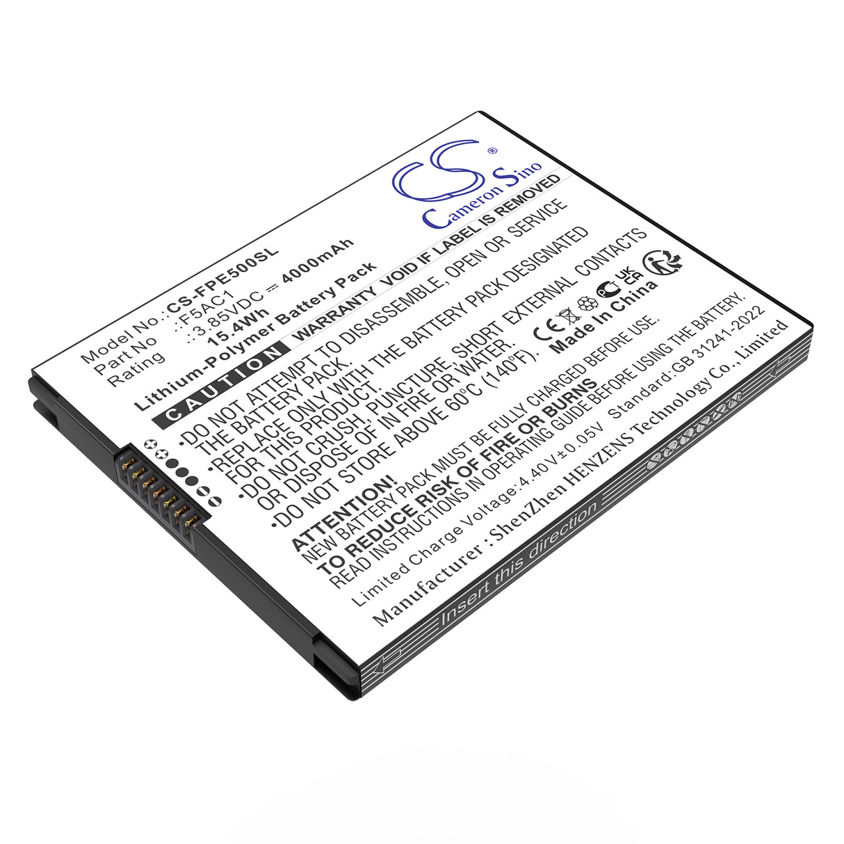 3.85V, Li-Polymer, 4000mAh, Mobile, SmartPhone battery fits Fairphone, F5AC1, Fairphone 5, 15.4Wh Mobile, SmartPhone Cameron Sino Technology Limited