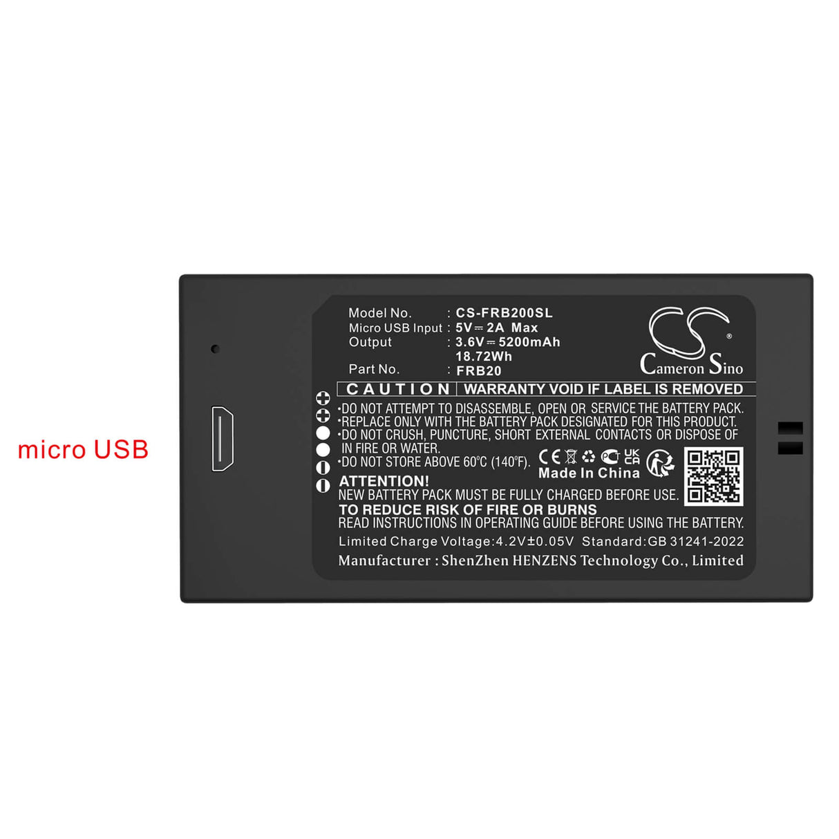 3.6V, Li-ion, 5200mAh, batterie de caméra de sécurité domestique compatible avec Imou, Frb20, Cell 2 Camera, 18.72Wh Caméra de sécurité domestique Cameron Sino Technology Limited