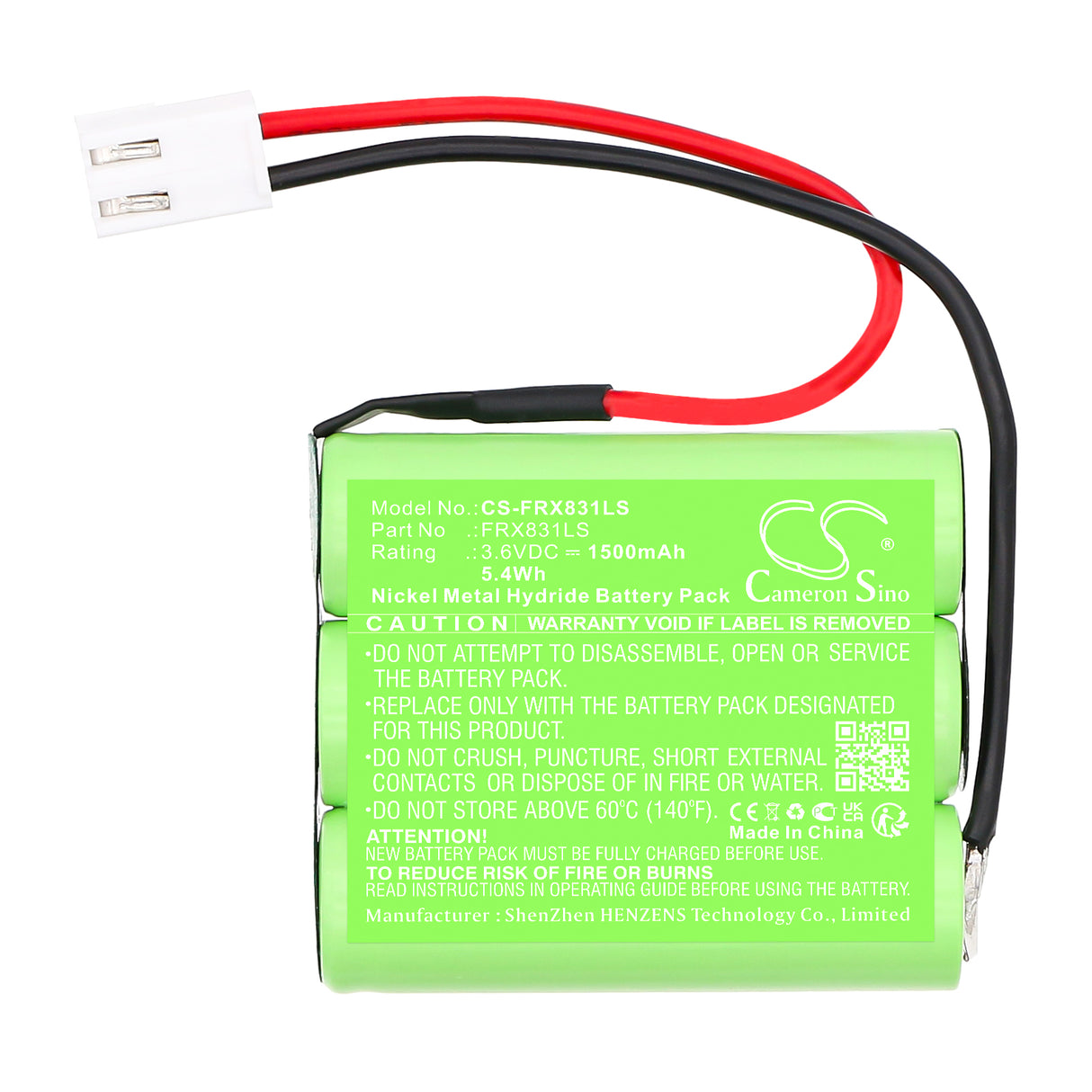 3.6V, Ni-MH, 1500mAh, Emergency Lighting battery fits , CS-FRX831LS, 5.4Wh Emergency Lighting Cameron Sino Technology Limited