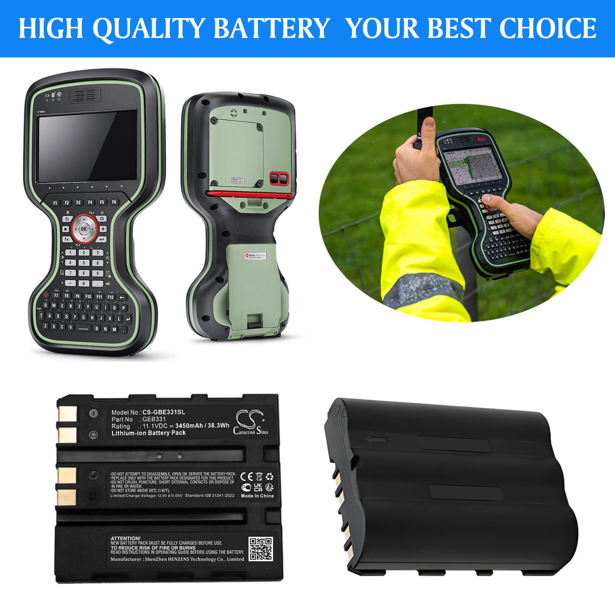 11.1V, Li-ion, 3450mAh, Equipment, Survey, Test battery fits Leica, 799190, CS20, CS20 Controller, 38.3Wh Equipment, Survey, Test Cameron Sino Technology Limited