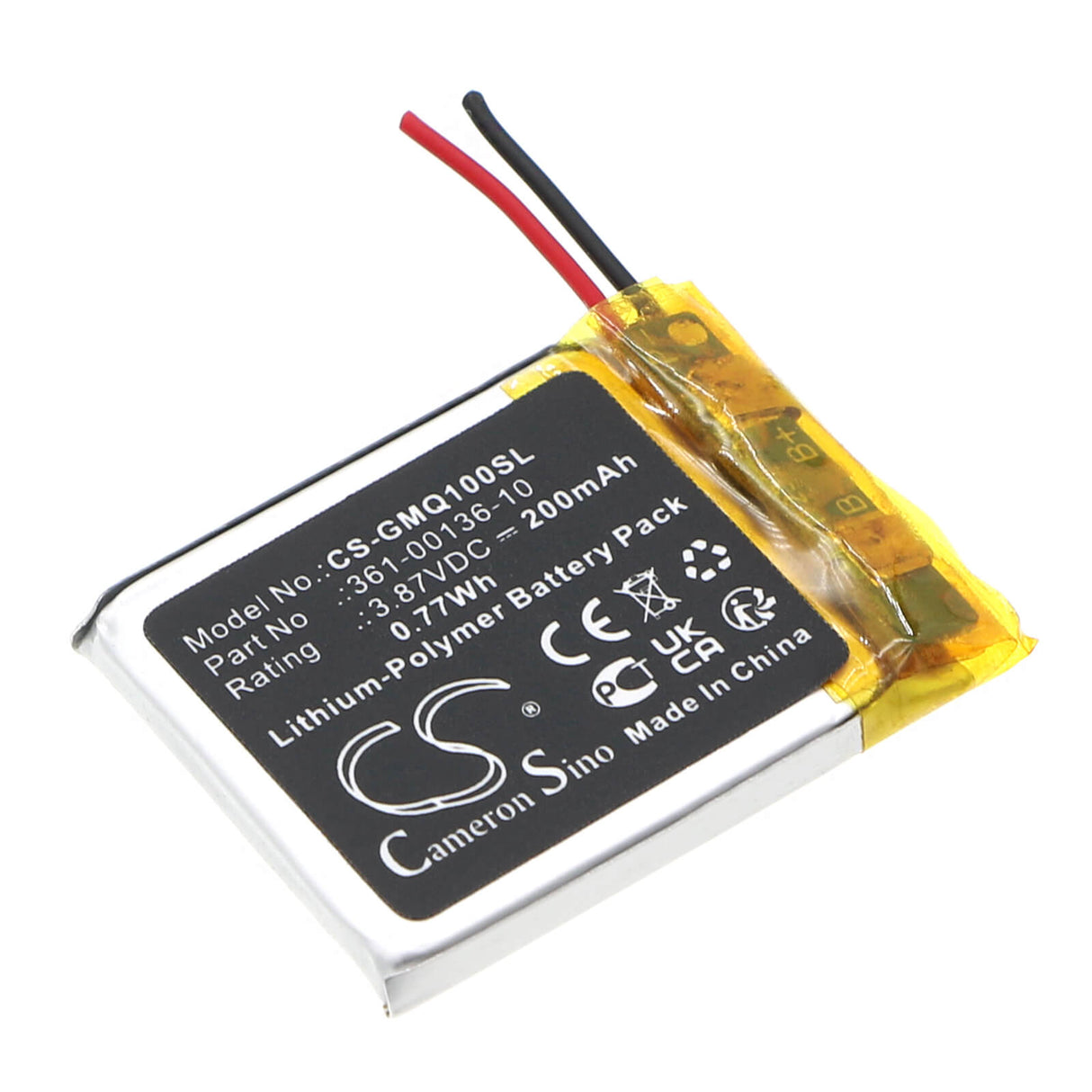 3.87V, Li-Polymer, 200mAh, Smartwatch Battery fits Garmin, Venu Sq Music, 0.77Wh Smartwatch Cameron Sino Technology Limited