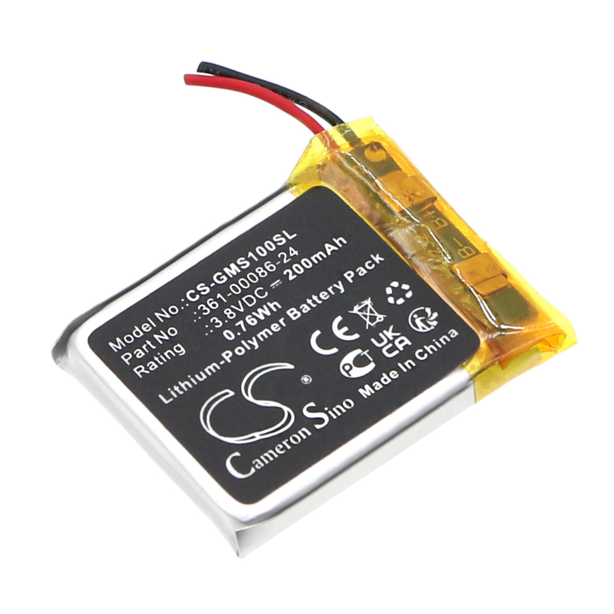 3.8V, Li-Polymer, 200mAh, Smartwatch Battery fits Garmin, Instinct Solar Gps, 0.76Wh Smartwatch Cameron Sino Technology Limited