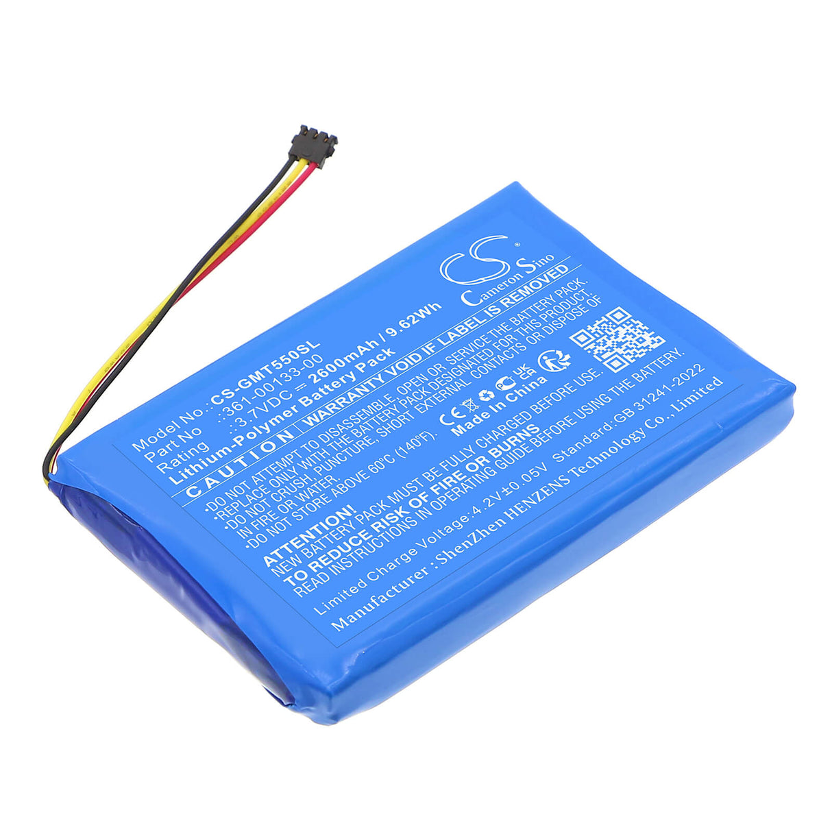 3.7V, Li-Polymer, 2600mAh, GPS, batterie de navigateur compatible avec Garmin, 361-00133-00, Tread 5.5, Zumo Xt, 9.62Wh GPS, Navigator Cameron Sino Technology Limited