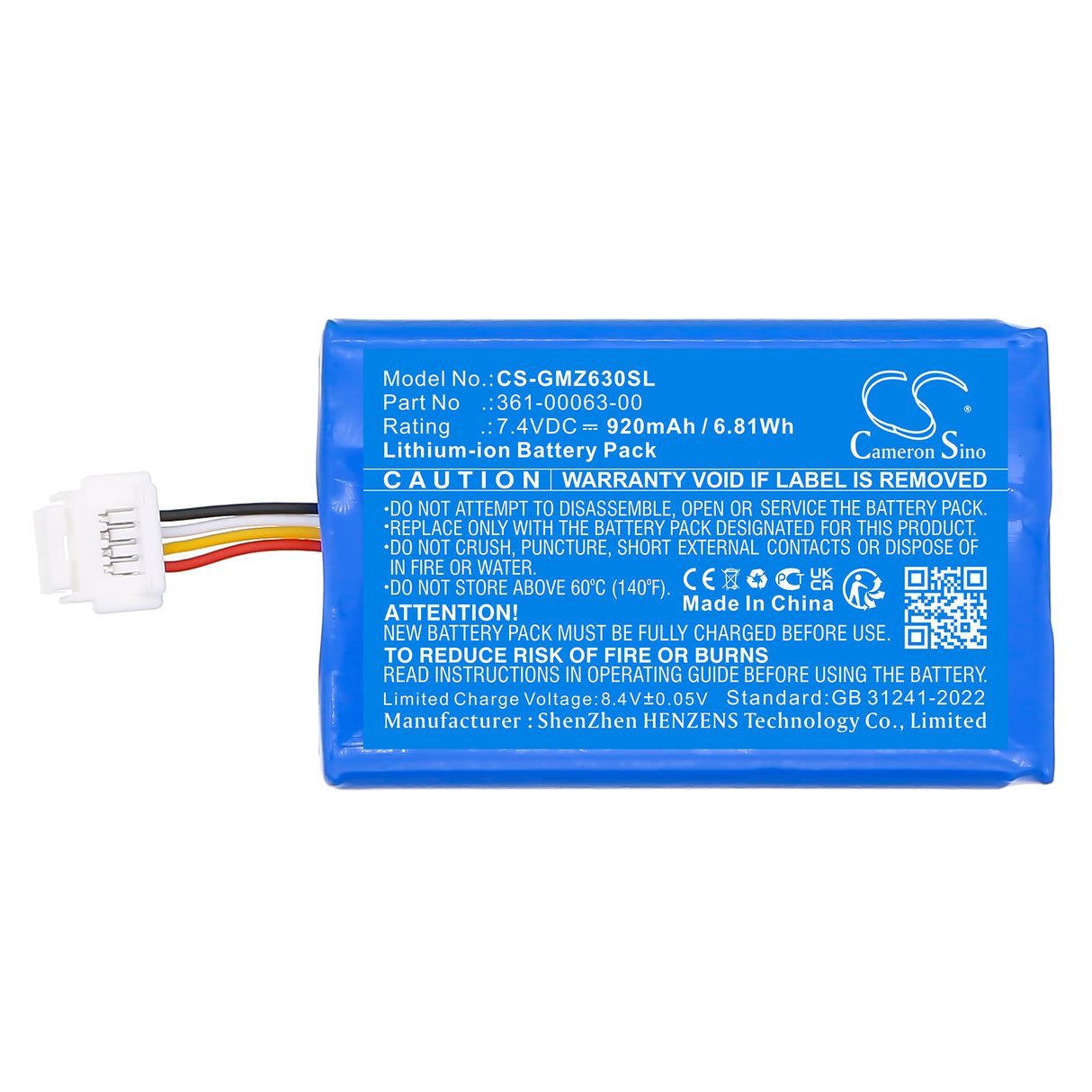 7.4V, Li-ion, 920mAh, GPS, batterie de navigateur compatible avec Bmw, 361-00063-00, Motorrad Navigator V, Motorrad Navigator Vi 6 Endura, 6.81Wh GPS, Navigator Cameron Sino Technology Limited