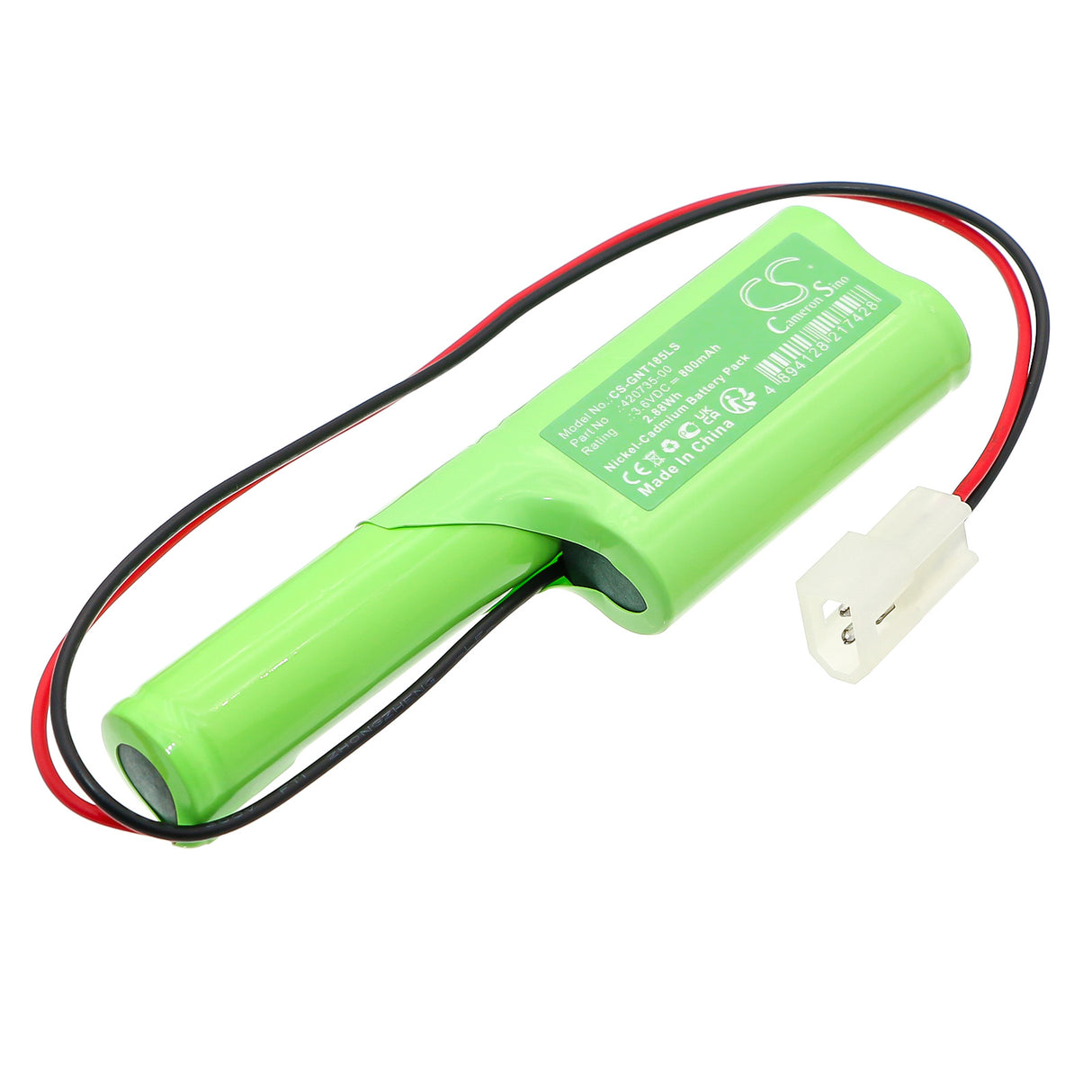 3,6V, Ni-CD, 800mAh, batterie d'éclairage de secours compatible avec Saft, 420735-00, 2,88Wh Éclairage de secours Cameron Sino Technology Limited