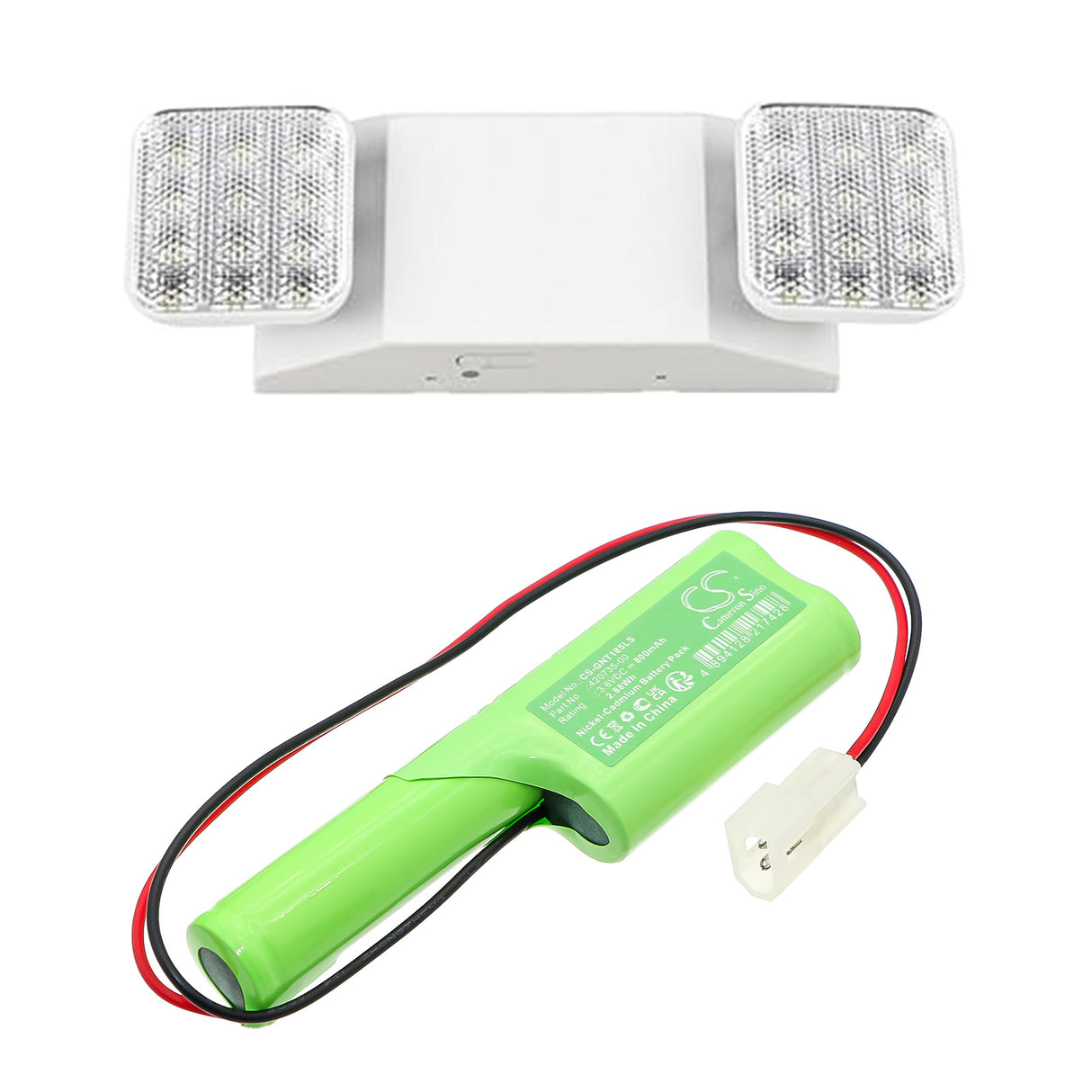 3,6V, Ni-CD, 800mAh, batterie d'éclairage de secours compatible avec Saft, 420735-00, 2,88Wh Éclairage de secours Cameron Sino Technology Limited