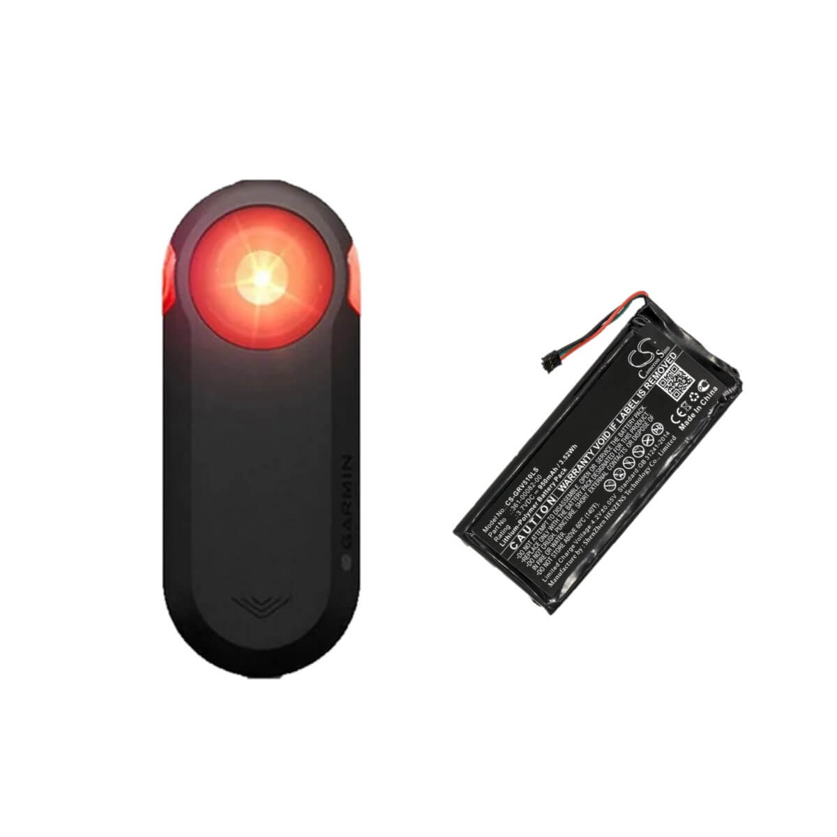 Flashlights Battery For Garmin, 010-01951-00, Rtl510, Varia Rtl501 3.7v, 950mah - 3.52wh Bicycles Flashlights Cameron Sino Technology Limited