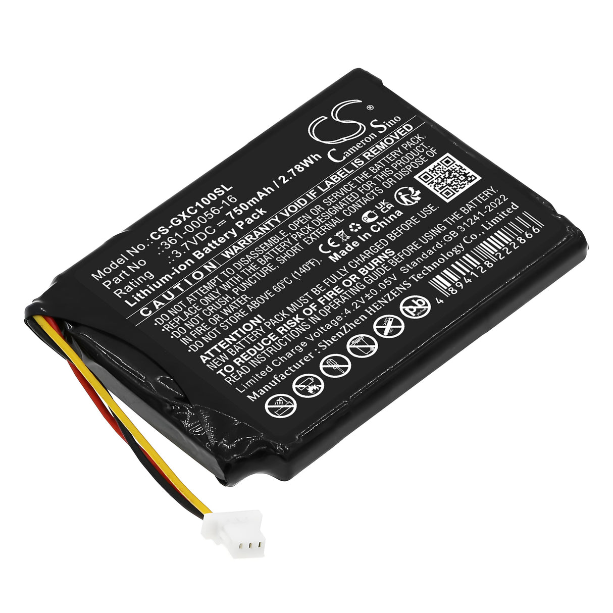 3.7V, Li-ion, 750mAh, Equipment, Survey, Test battery fits Garmin, 361-00056-16, 100261810, XERO C1 PRO Chronograph, 2.78Wh Equipment, Survey, Test Cameron Sino Technology Limited