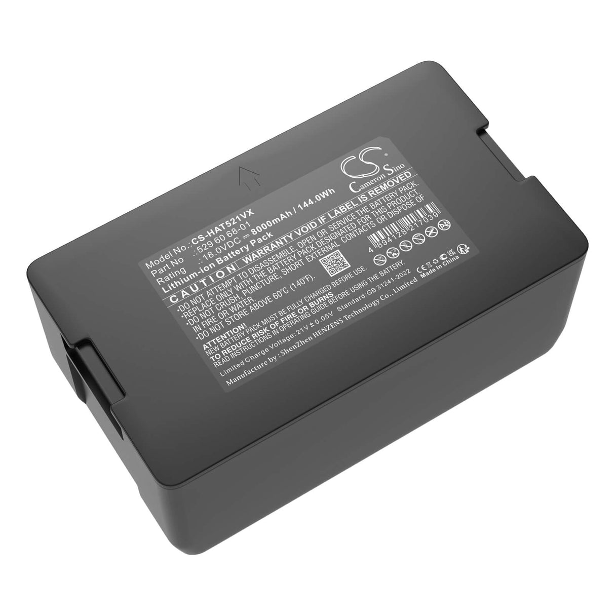 18.0V, Li-ion, 8000mAh, Lawn Mowers battery fits Husqvarna, 529 60 68-01, Automower 320 2013, Automower 320 2014, 144.0Wh Lawn Mowers Cameron Sino Technology Limited (Dangerous Goods)