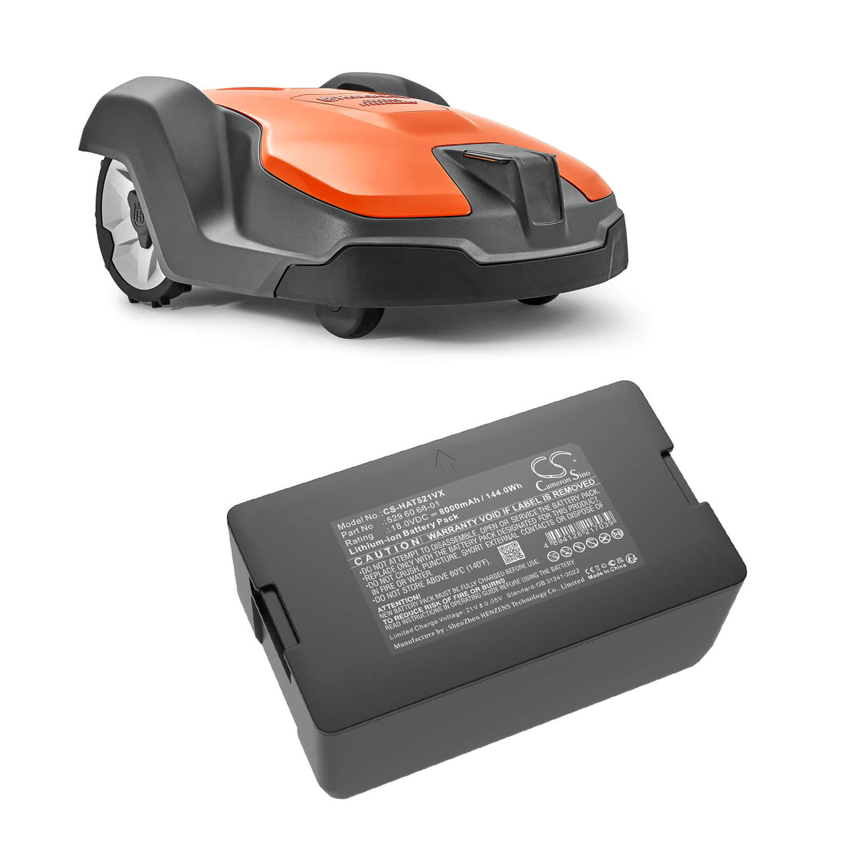 18.0V, Li-ion, 8000mAh, Lawn Mowers battery fits Husqvarna, 529 60 68-01, Automower 320 2013, Automower 320 2014, 144.0Wh Lawn Mowers Cameron Sino Technology Limited (Dangerous Goods)