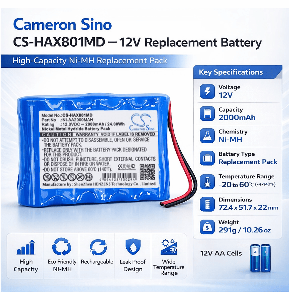 12v Aa Nimh Battery Pack 2000mah With Wire Leads Battery Pack Cameron Sino Technology Limited