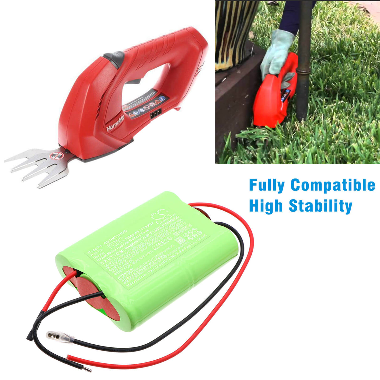 7.2V, Ni-MH, 1800mAh, Gardening Tools battery fits Homelite, SC1800x6, cordless Shear UT44171, cordless Shear UT44176, 12.96Wh Gardening Tools Cameron Sino Technology Limited