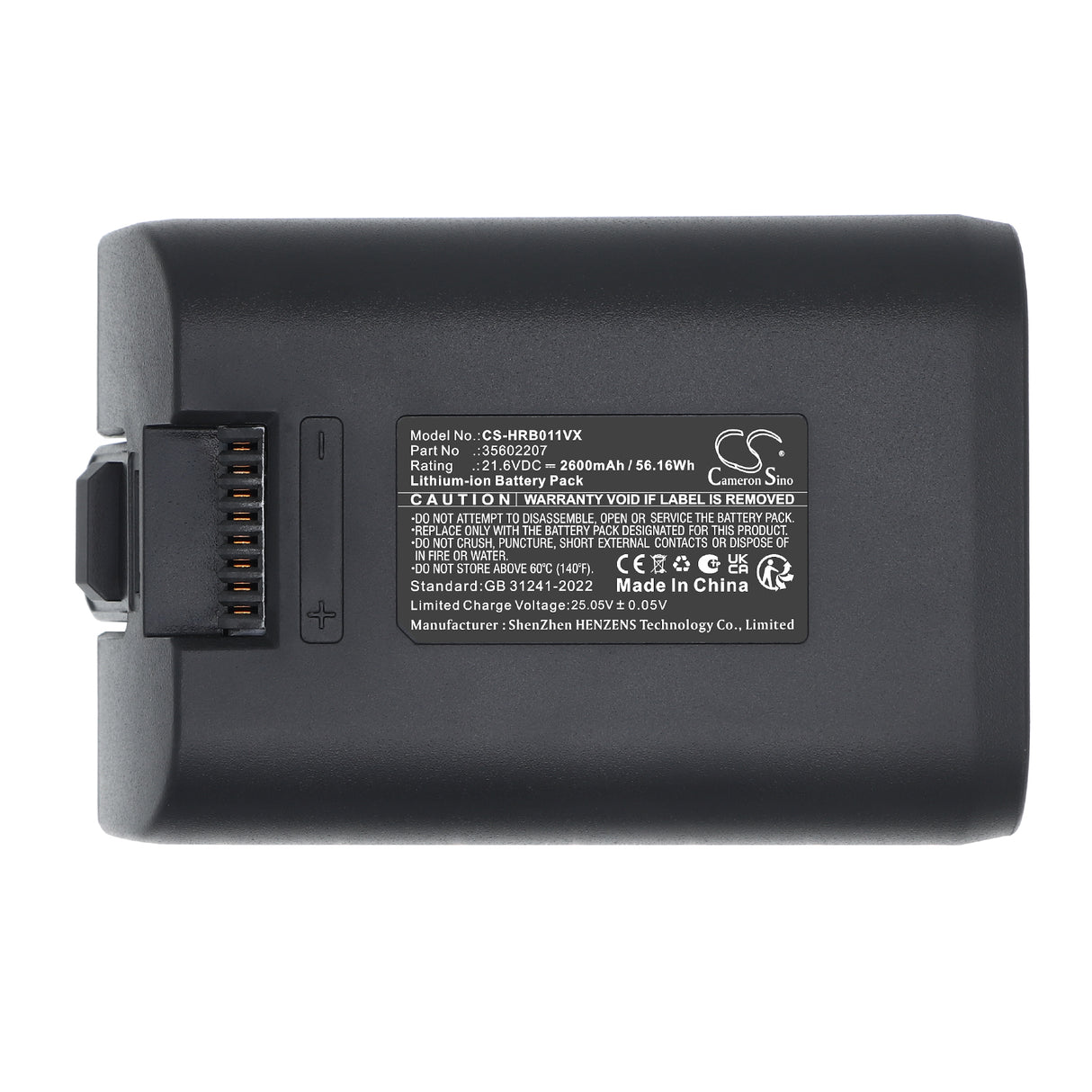 21.6V, Li-ion, 2600mAh, Vacuum battery fits Hoover, 35602207, H-FREE 500, 56.16Wh Vacuum Cameron Sino Technology Limited