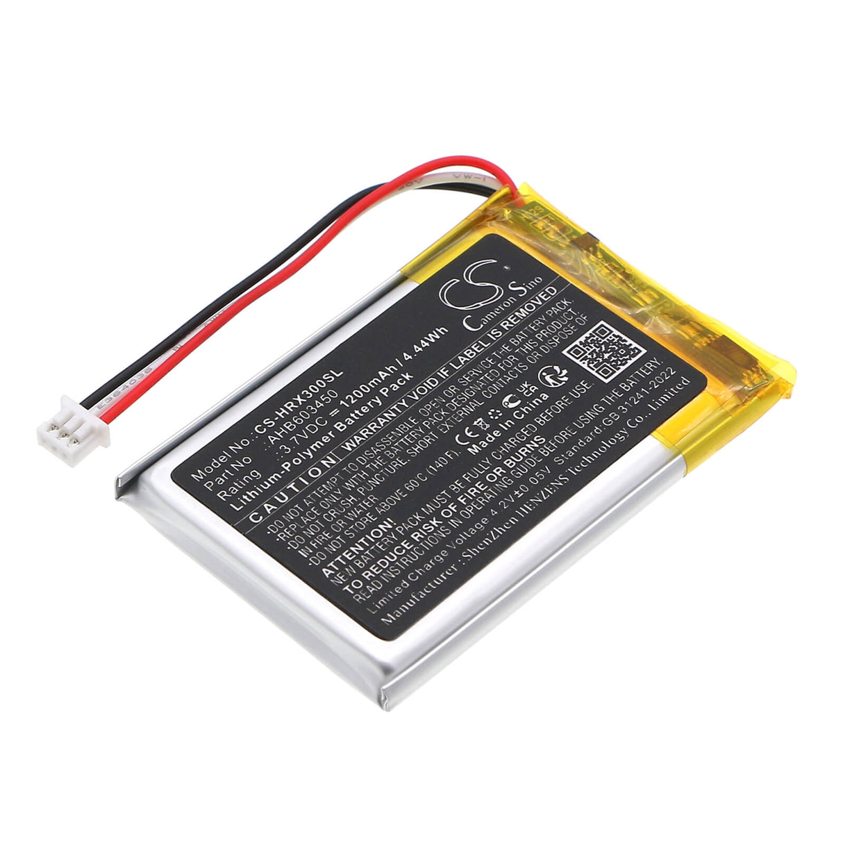 3.7V, Li-Polymer, 1200mAh, Wireless Headset battery fits Hyperx, Ahb603450, Cloud Iii Wireless-gaming Head, 4.44Wh Wireless Headset Cameron Sino Technology Limited