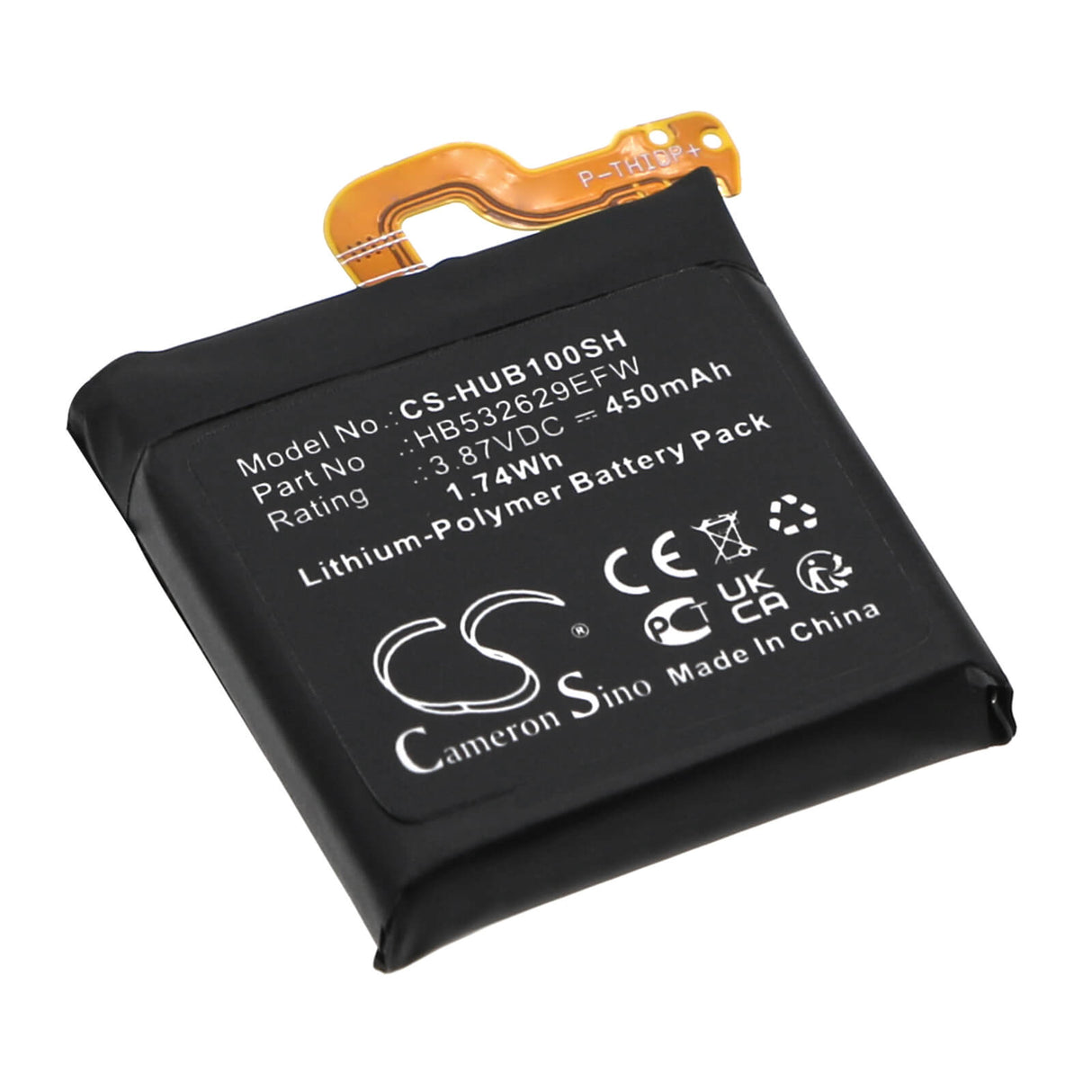 3.87V, Li-Polymer, 450mAh Smartwatch Battery fits Huawei, Myl-b10, Run-b19, 1.74Wh Smartwatch Cameron Sino Technology Limited