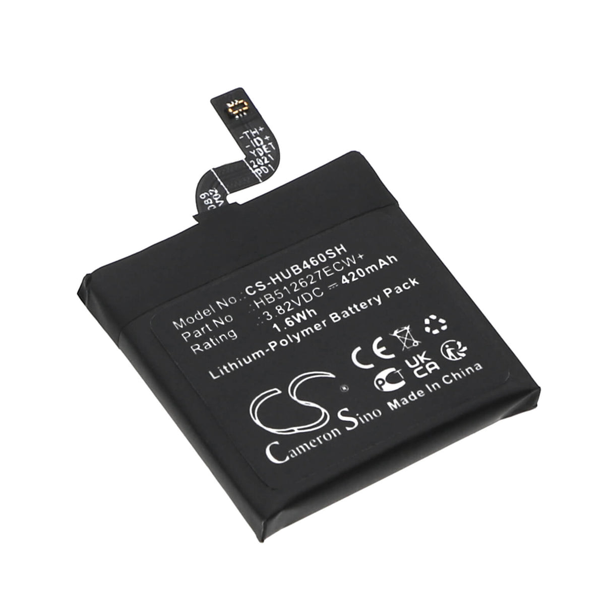 3.82V, Li-Polymer, 420mAh Smartwatch Battery fits Huawei, Ftn-b19, Watch Gt 46mm, 1.6Wh Smartwatch Cameron Sino Technology Limited