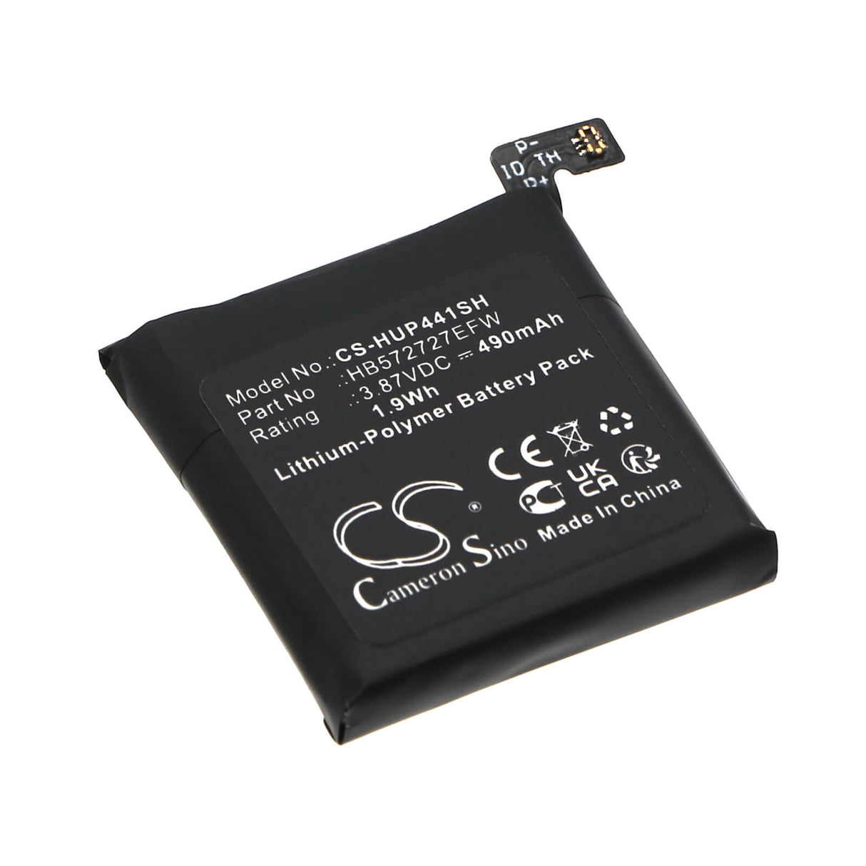 3.87V, Li-Polymer, 530mAh Smartwatch Battery fits Huawei, Watch Gt4 41mm, 2.05Wh Smartwatch Cameron Sino Technology Limited