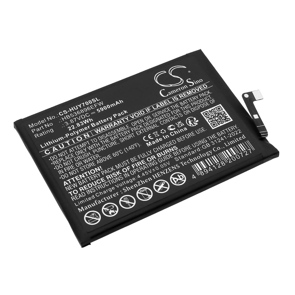 3,87V, Li-Polymer, 5900mAh, batterie de smartphone compatible avec Huawei, Hb536896efw, Mga-al00, Mga-lx3, 22,83Wh Mobile, SmartPhone Cameron Sino Technology Limited (Smartphone)