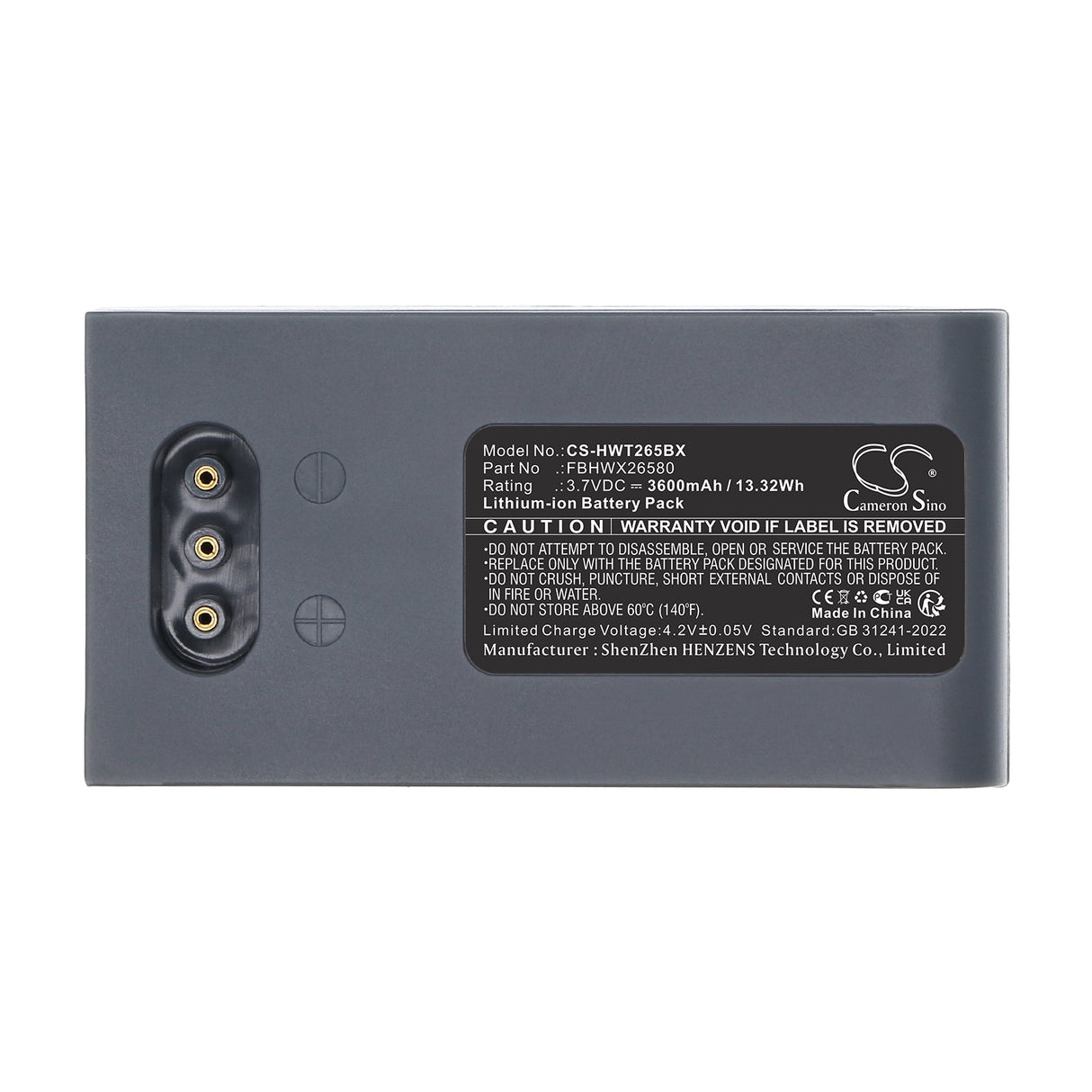 3.7V, Li-ion, 3600mAh, Barcode Scanner battery fits Hoft & Wessel, FBHWX26580, HW19200, T26582, 13.32Wh Barcode Scanner Cameron Sino Technology Limited