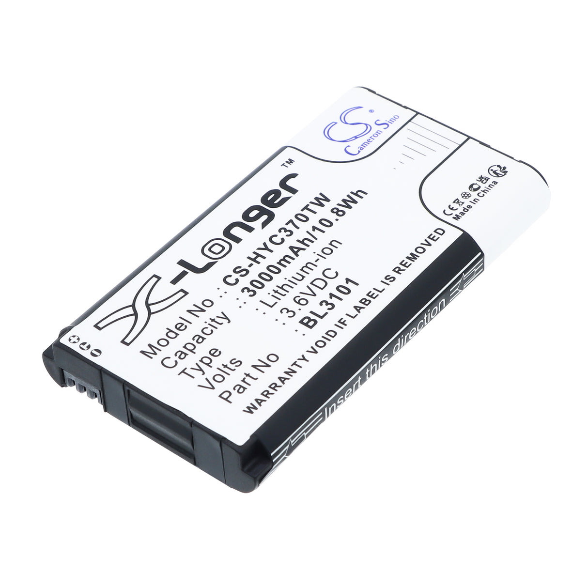 3.6V, Li-ion, 3000mAh, Two-Way Radio battery fits Hytera, BL3101, PNC370, 10.8Wh Two-Way Radio Cameron Sino Technology Limited