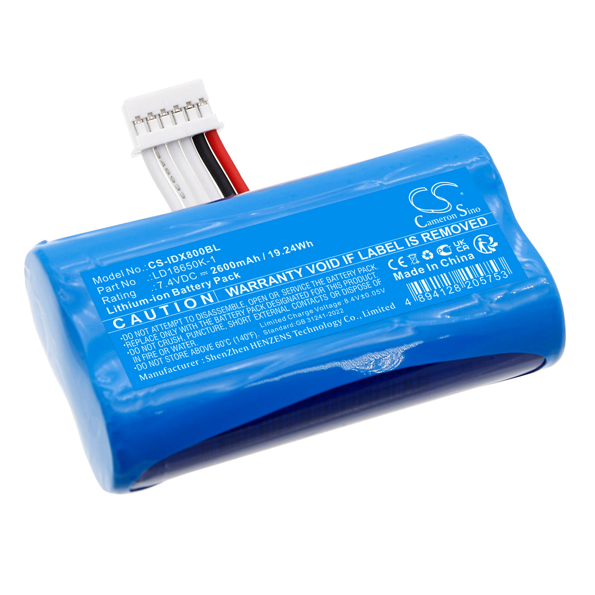 7,4V, Li-ion, 2600mAh, Batterie de terminal de paiement compatible avec Ingenico, Ld18650k-1, Axium Dx4000, Axium Dx8000, 19,24Wh Terminal de paiement Cameron Sino Technology Limited