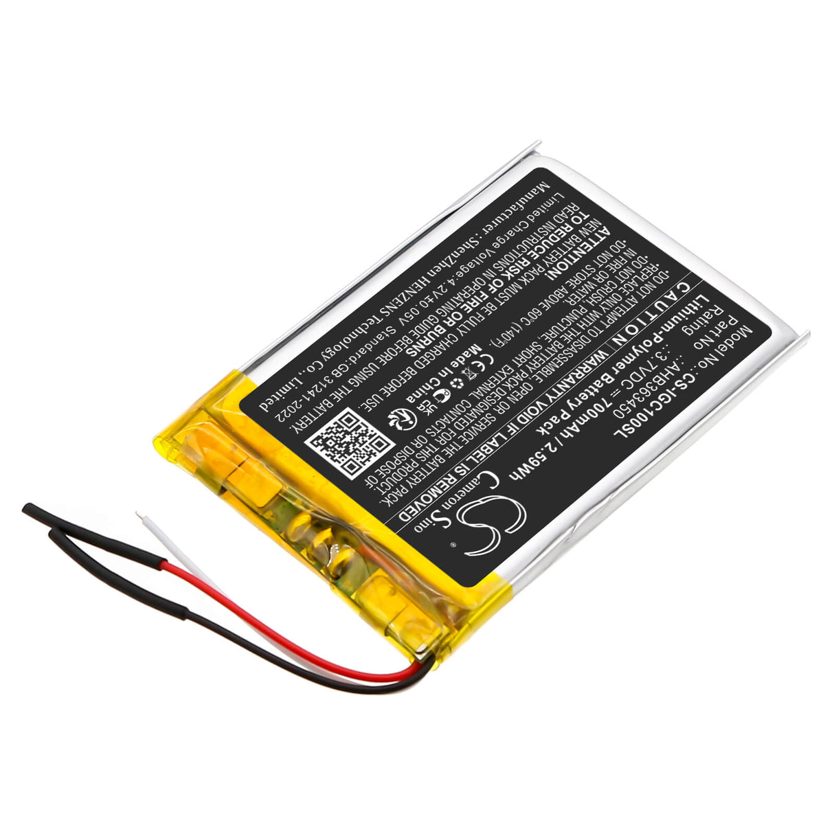3,7V, Li-Polymère, 700mAh, GPS, batterie de navigateur compatible avec Igpsport, Ahb363450, Bsc100, Bsc100s, 2,59Wh GPS, Navigator Cameron Sino Technology Limited