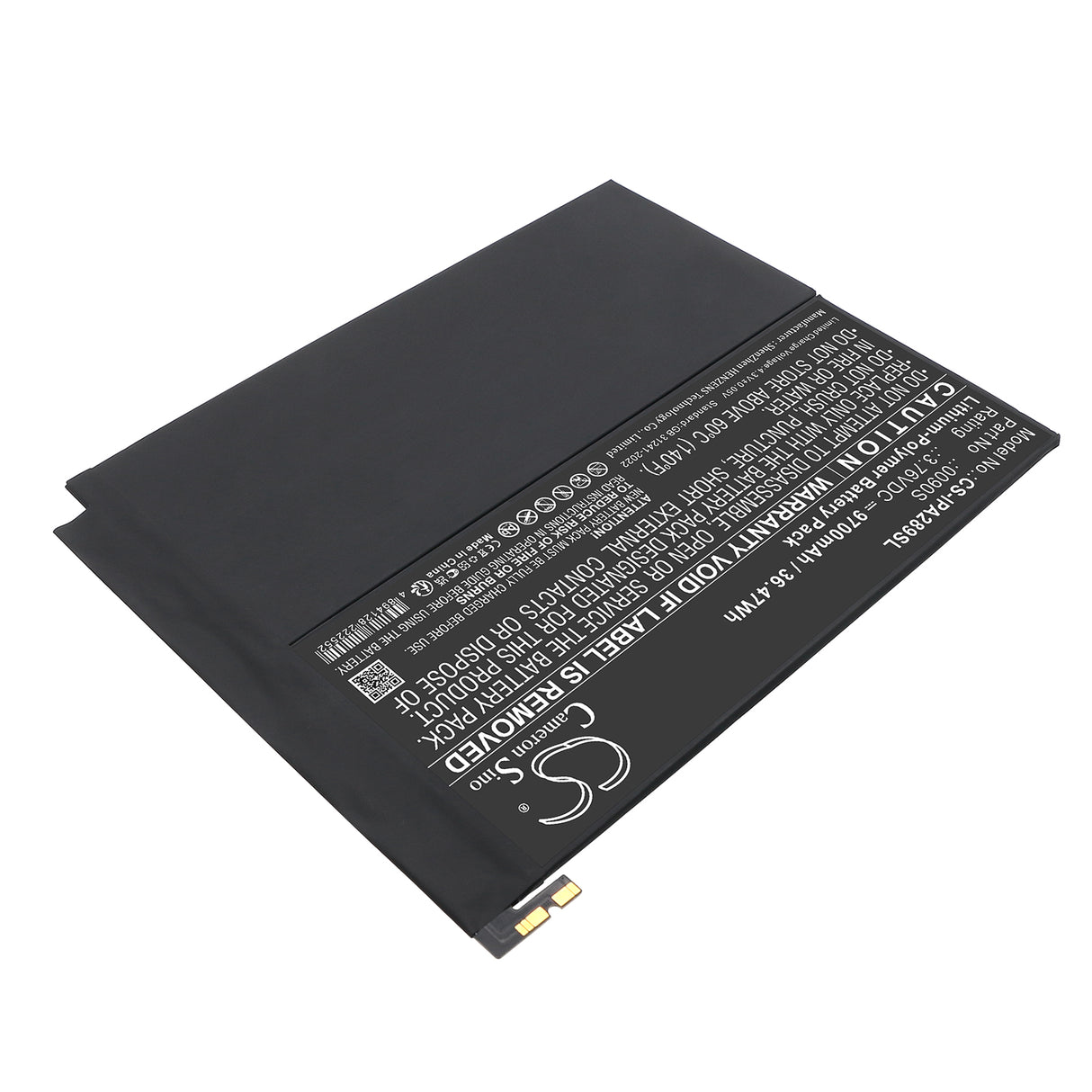 3.76V, Li-Polymer, 9700mAh, Tablet battery fits Apple, 0090S, A2898, A2899, 36.47Wh Tablet Cameron Sino Technology Limited