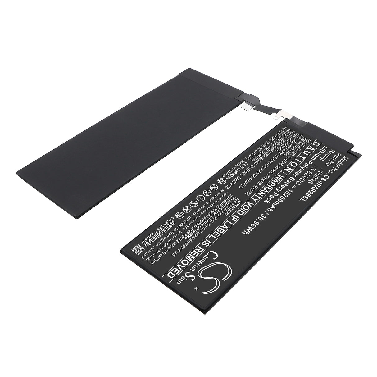 3.82V, Li-Polymer, 10200mAh, Tablet battery fits Apple, 0099S, A2925, A2926, 38.96Wh Tablet Cameron Sino Technology Limited